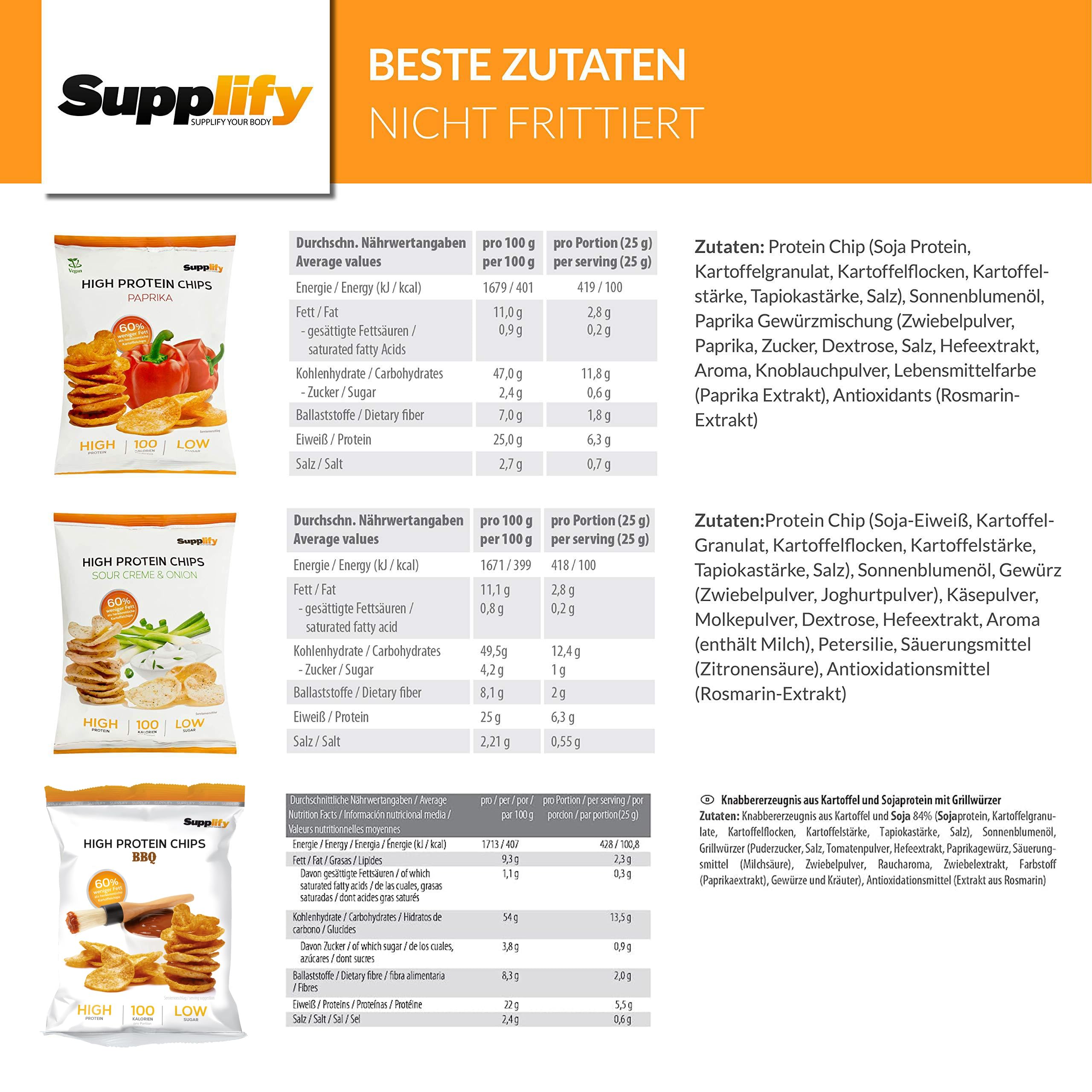 Supplify Protein Chips (Mix Box II) - Eiweiß Snack zum Abnehmen oder Muskelaufbau - die leckere Alternative zu Protein-Pulver oder -Riegel (6x50g)
