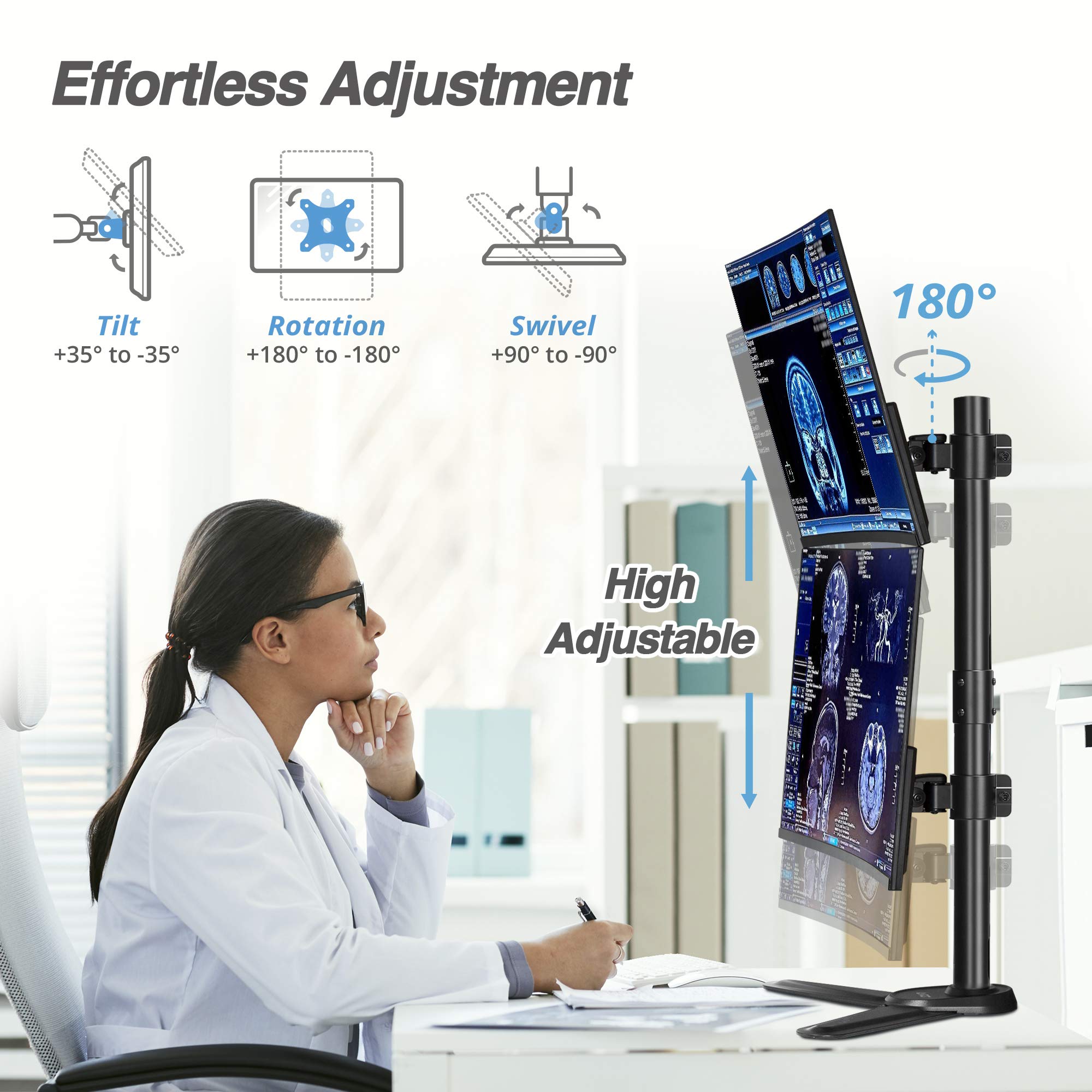 AVLT 34" Vertical Ultrawide Monitor Mount Stand Two Stacked 19.8 lb