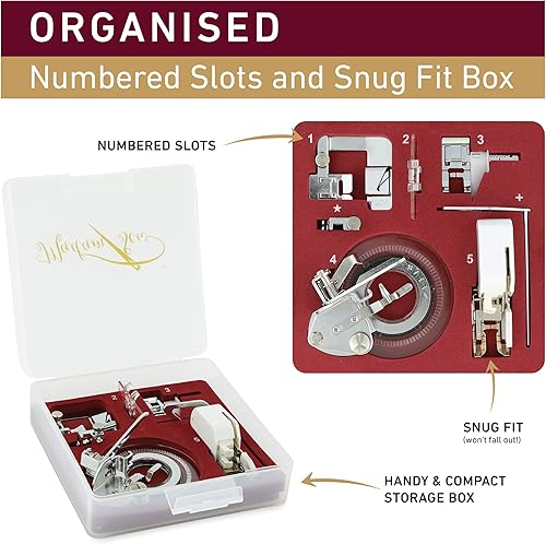 Miniatura 5 de Madam Sew Big 5 accesorios para pies de costura en estuche de lujo con folleto y adaptador a presión de vástago bajo | Incluye pie para caminar, pie