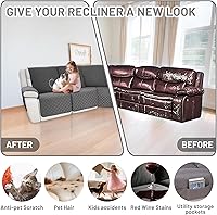 Vista 6 de Fundas impermeables para sofá seccional reclinable en forma de L, cubierta para sofá seccional reclinable, 7 piezas, antideslizantes, lavables