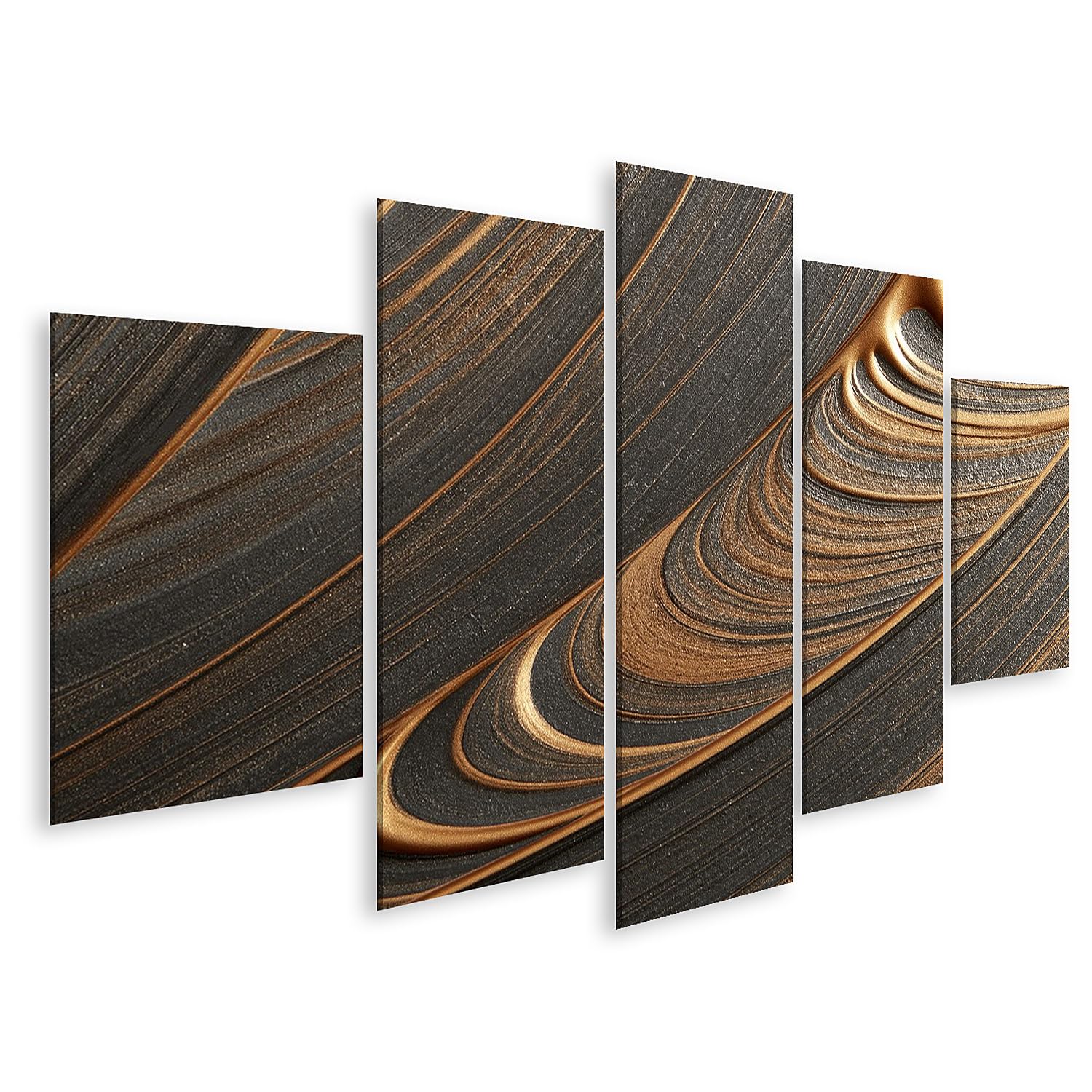 islandburner Bild auf Leinwand Eleganter Goldakzent Kunstdruck Wohnzimmer Für Kunstliebhaber - 5-teilig
