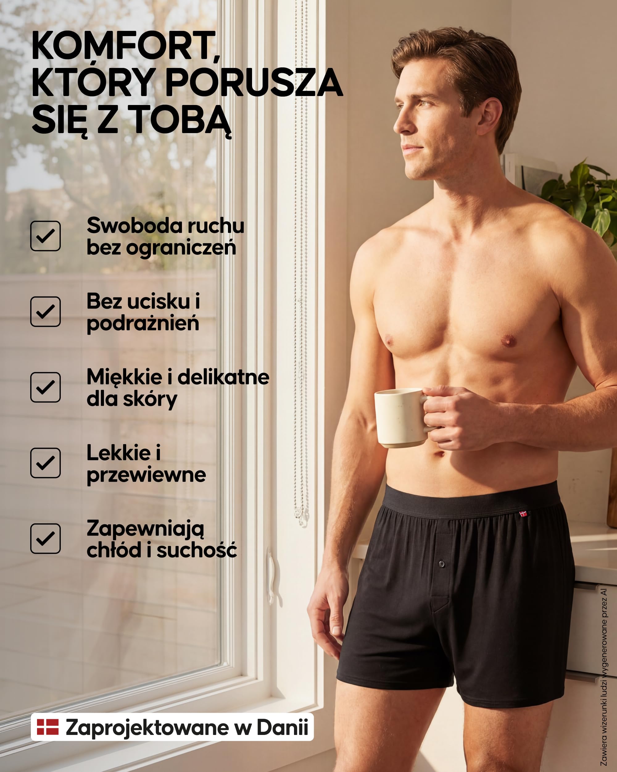 DANISH ENDURANCE Męskie Luźne Bokserki, Codzienny Komfort, 6-Pak | Luźne bokserki bambusowe, miękkie i oddychające z zakrytym paskiem, dla codziennego komfortu i snu