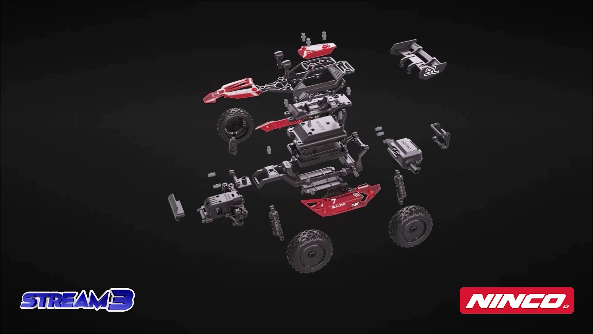 NincoRacers – Stream 3 – Voiture RC à Assembler Sans Outils – 3 Carrosseries Interchangeables – 120+ Pièces – 8 Km/h – Dès 8 Ans
