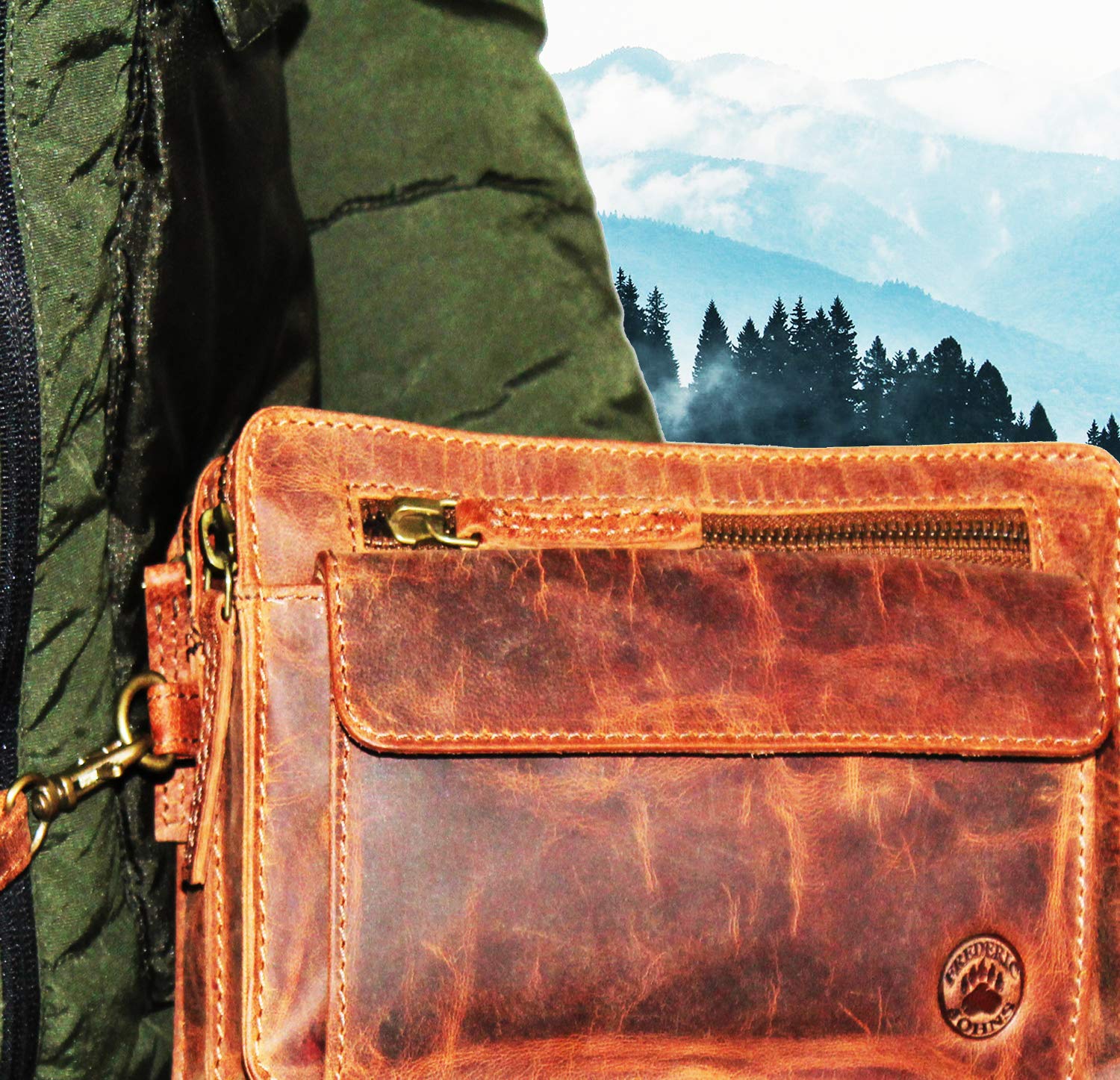 Frédéric Johns bolso de cuero para hombre - bolso de cuero vacío para hombres - Bolso Mano Piel Hombres - Cartera Mano Bolsa portadocumentos