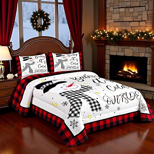 Miniatura 63 de Juego de edredón de Navidad para niños tamaño queen, ropa de cama festiva de dulces navideños, decoración de dormitorio/cabaña de Navidad para Multi
