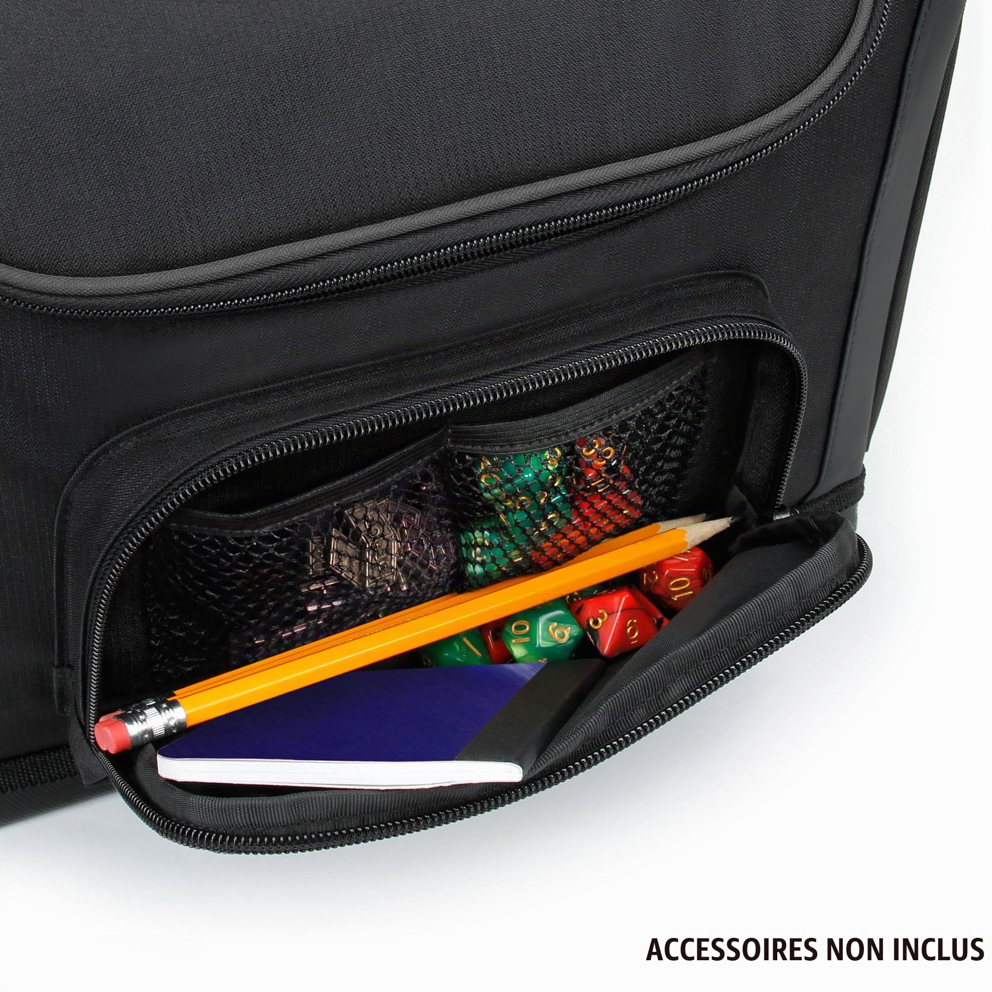 USA Gear Sac de Voyage Compact pour Accessoires Dungeons & Dragons - Petite Sacoche DND/RPG pour Essentiels Joueur, Player’s Handbook, Feuilles Perso, Dés, Jetons, Mini Accessoires (Noir)