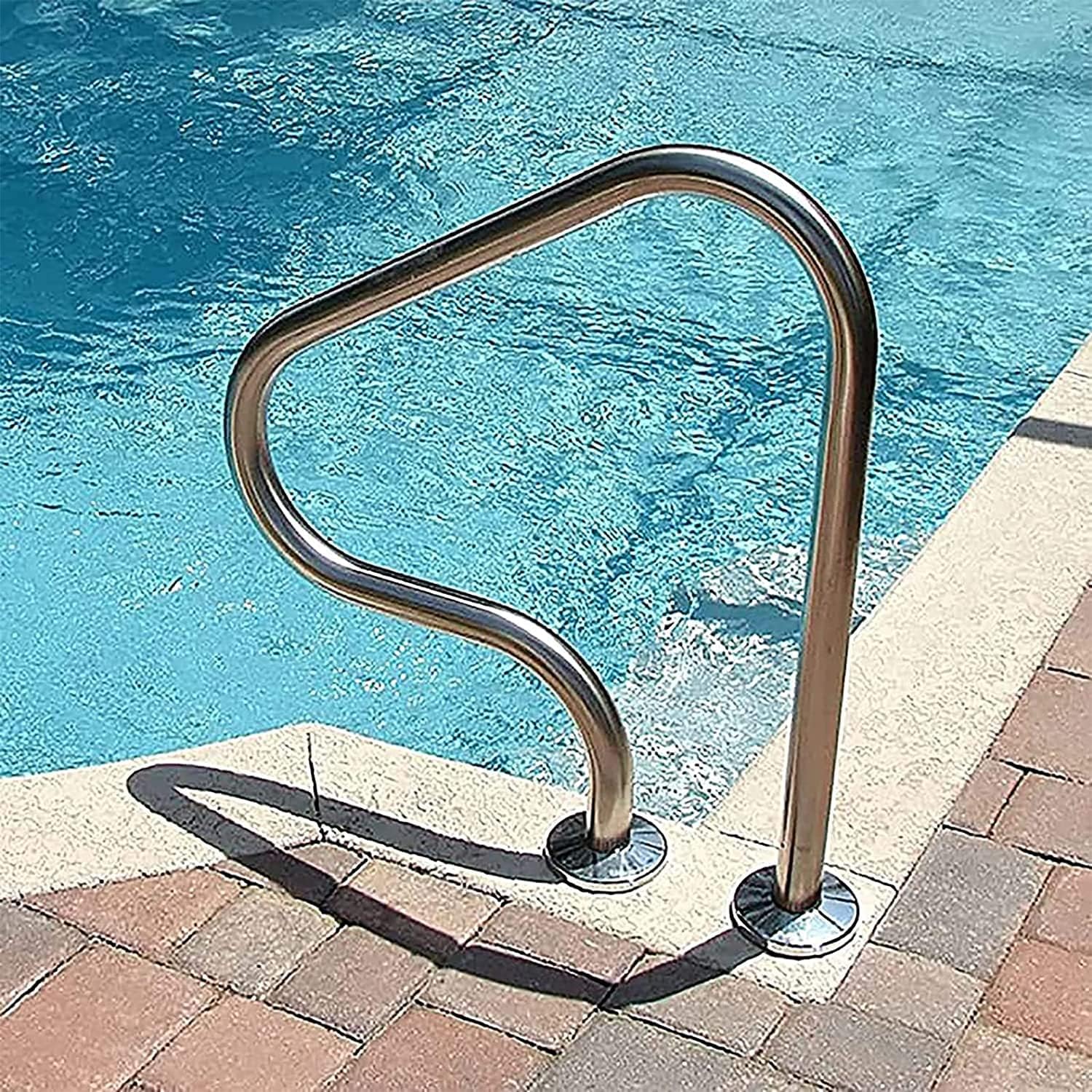 Pool Handrail,Pool Handrail,Floor-Mounted Railings, 1Pcs Swimming Safety Anti-Slip Handrails, Inground Entry Grab Bar