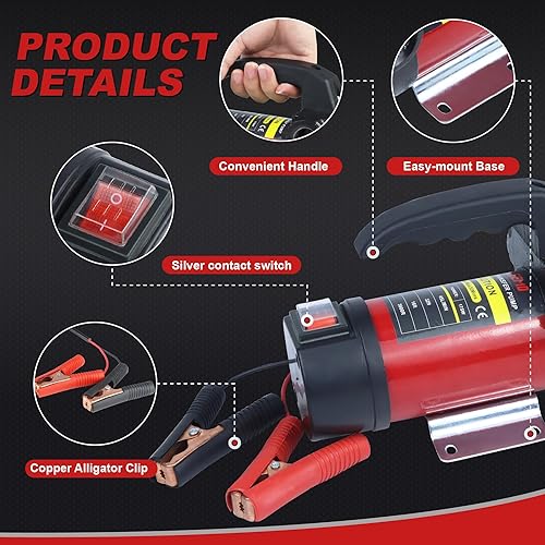 Miniatura 5 de Bomba de transferencia de combustible de 12 V, bomba de transferencia diésel con filtro, manguera y boquilla para diésel, queroseno y aceite de
