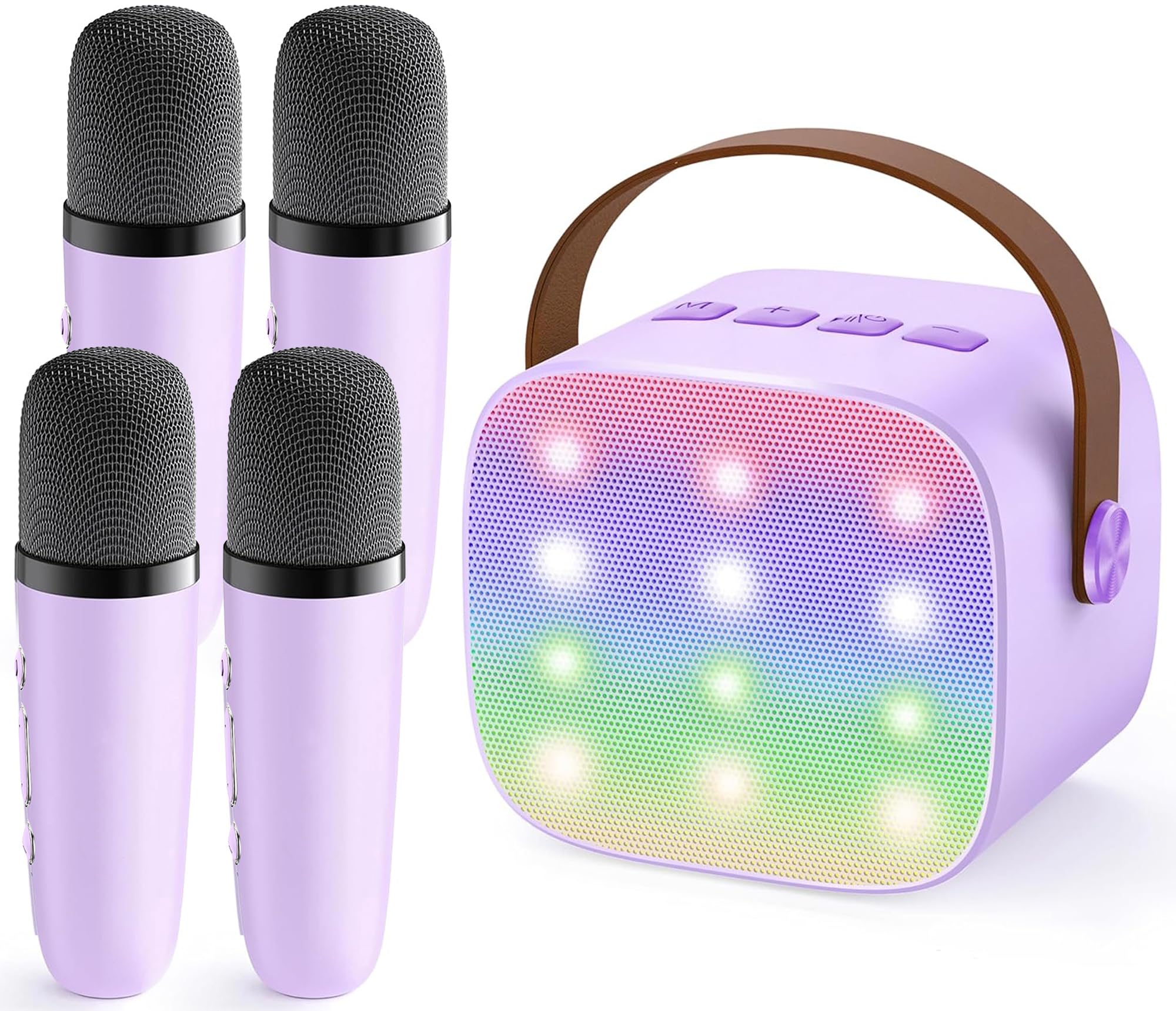 YLL Mini Karaoke Machine with 4 Wireless Microphones, Gifts for Kids | Portable Magic Voice Bluetooth Speaker, Birthday Gifts for Girls Boys Ages 3, 4, 5, 6, 7, 8, 9, 10, 12+ Year Old Family Party