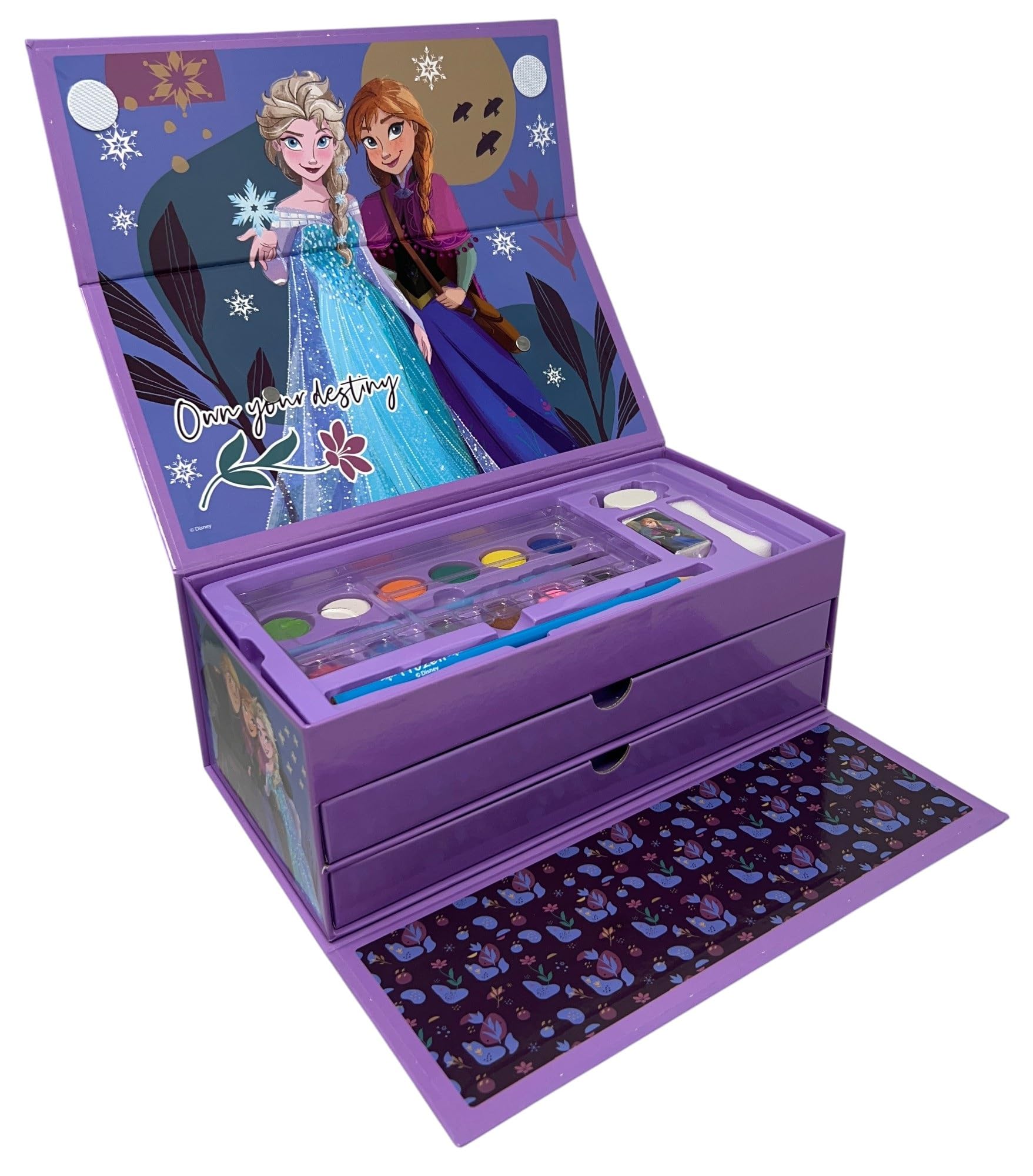 Disney Frozen Children's Colouring Box 52 Piece Set of Colours and Stationery Box with Drawers Drawing and Painting Kit - Image 2