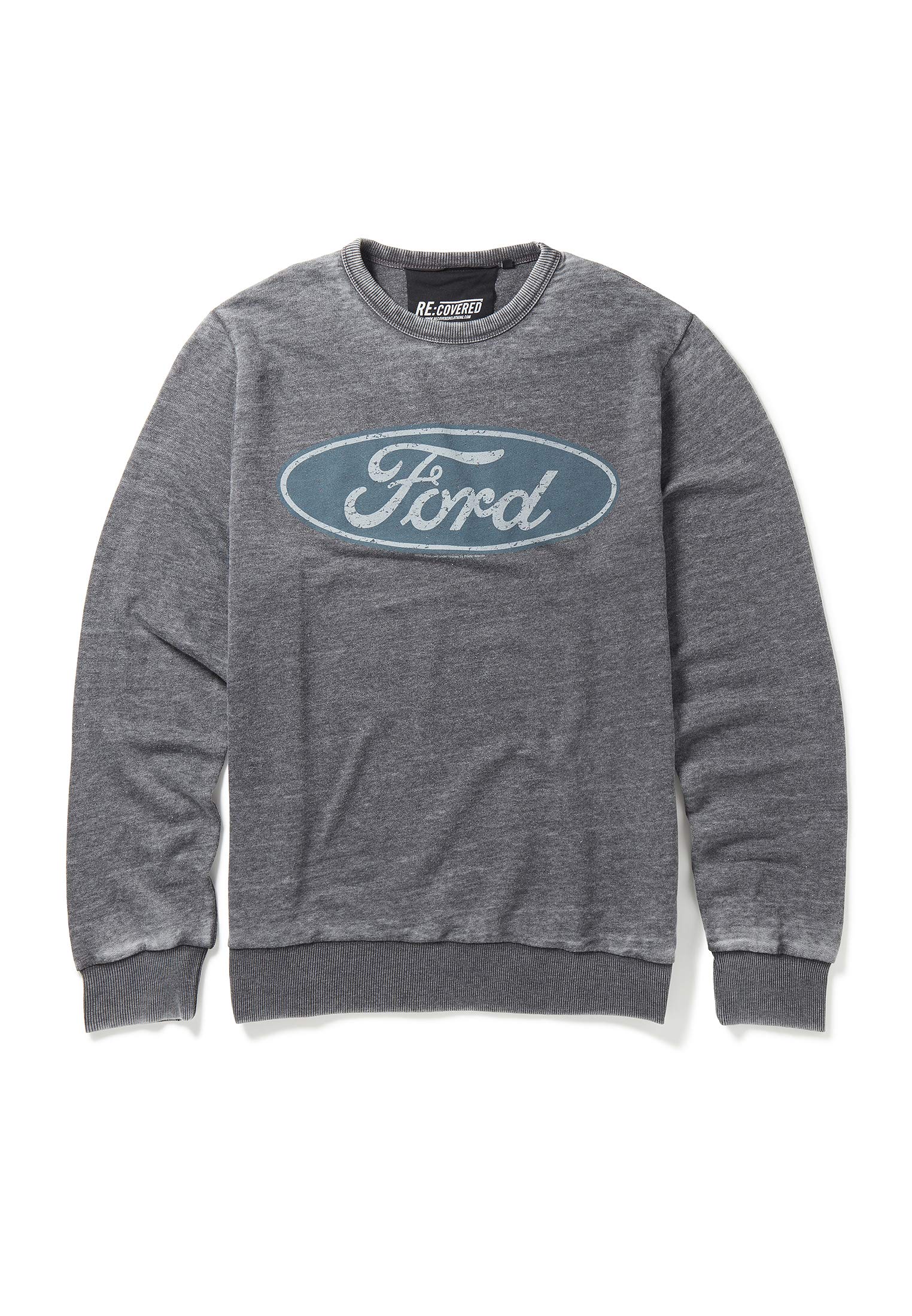 Recovered Ford Vintage Distressed Logo Charcoal Sweatshirt