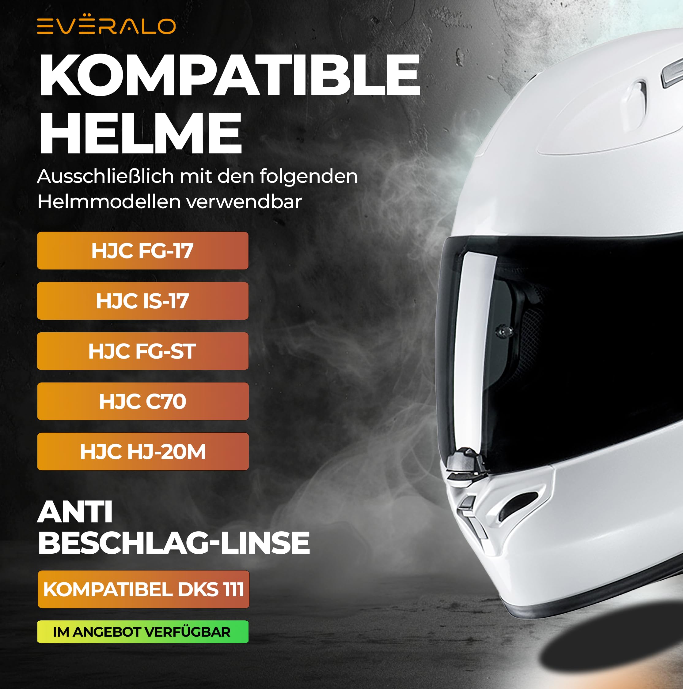 kompatibel mit Visier HJC FG17 - IS17 - FGST - C70 - C70N - HJ20M (Dark Schwarz)