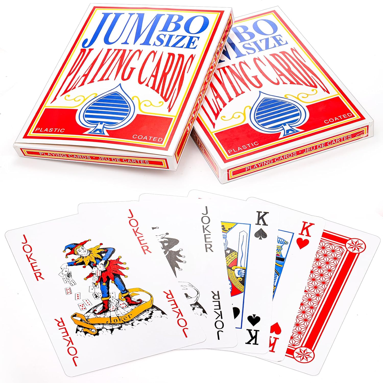 Yopay 2 Pack Jumbo Giant Playing Cards, Oversized Poker Deck Cards for Casino Theme Party Decoration, 8 X 11in Big Full Deck Huge Poker of Game Fun