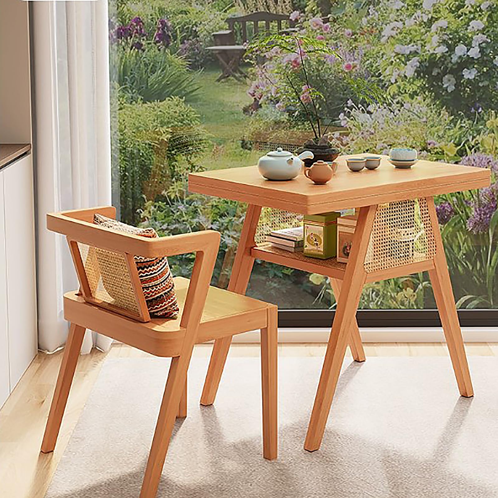 Amazon.co.jp: QUDEX ダイニングテーブルセット 無垢材 バルコニー  