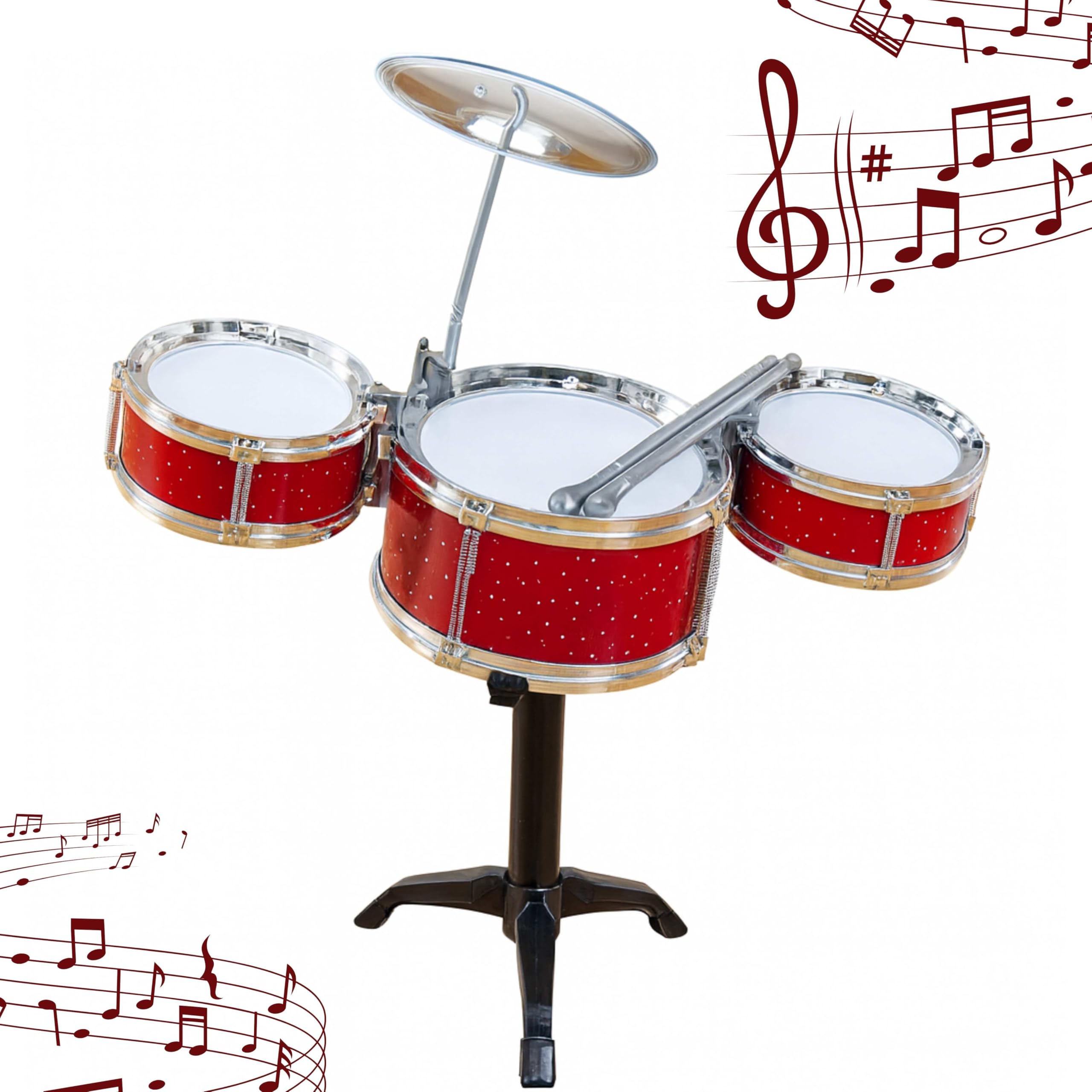 ADEPTNA Desktop Drum Kit Mini Tabletop Drum Set including 3 Drums Cymbal Drumsticks Fun Musical Toy for Adults & Kids Easy Assembly Stress Relief Hilarious Gift for Music Lovers