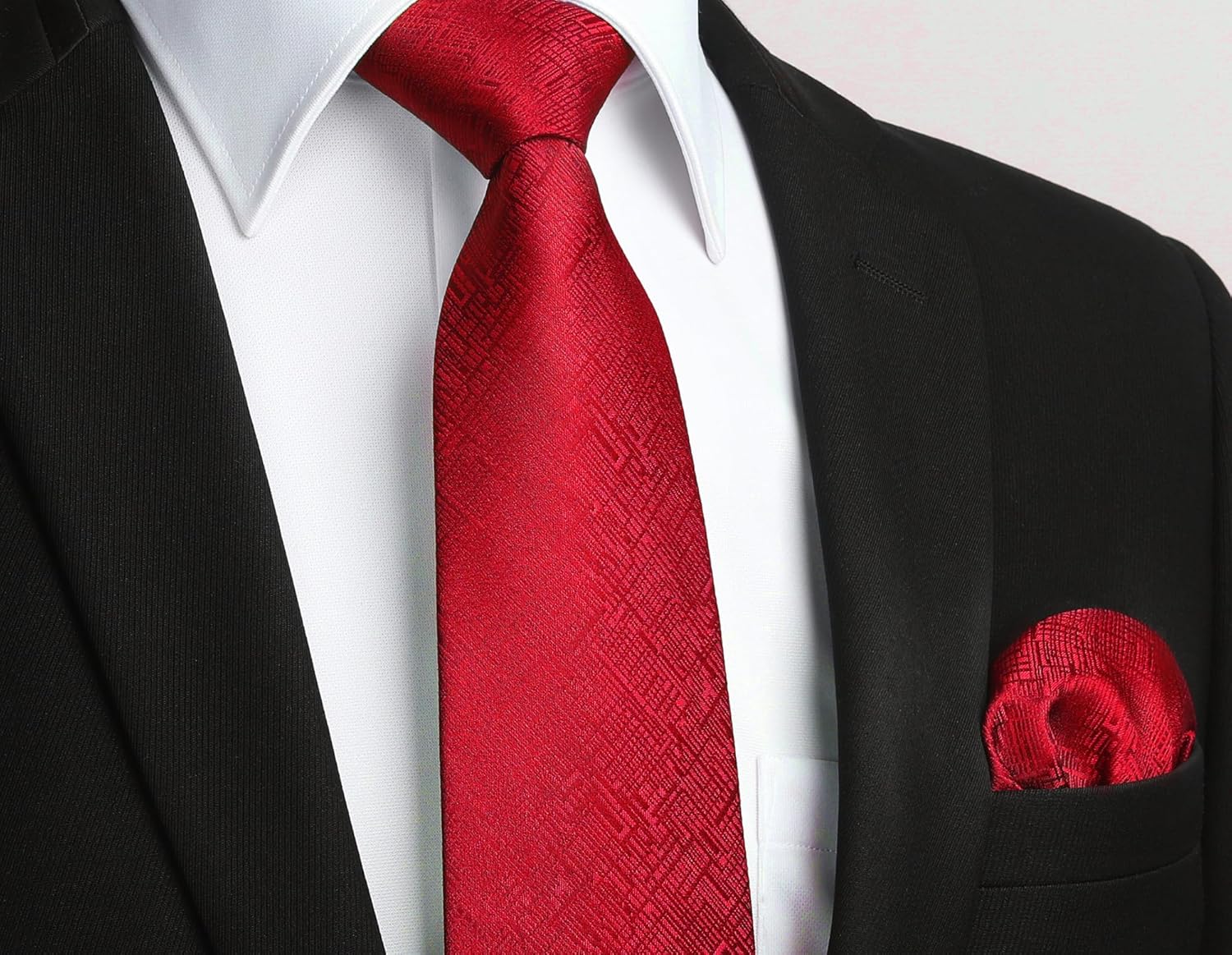 HISDERN Ties for Men Solid Houndstooth Neckties Handkerchief Formal Business Tie & Pocket Square Set Wedding Party - Image 2