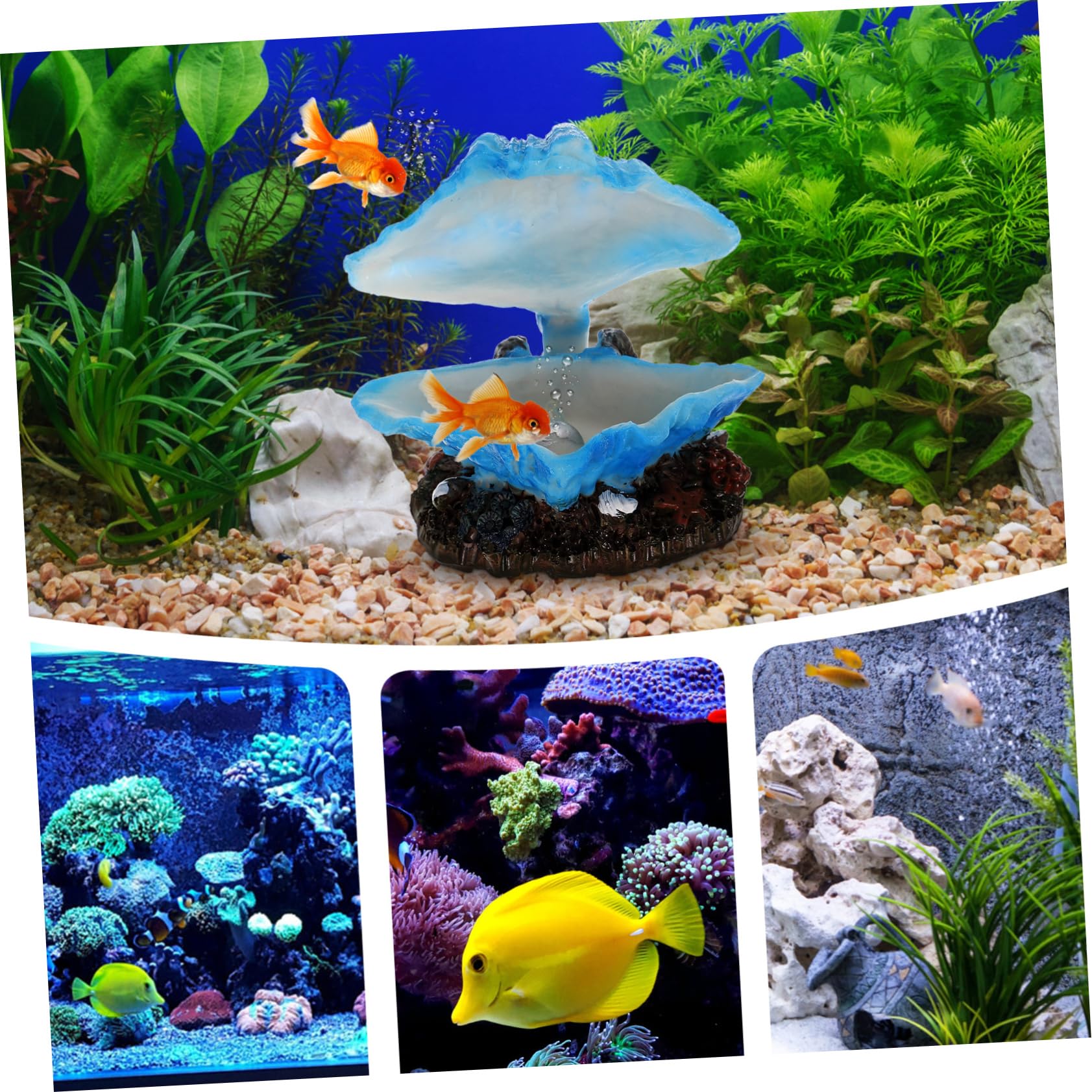 BESPORTBLE 4stücke Künstliche Deko Für Aquarien Bubble Maker Shell Mit Realistischem Design Resin Prop Für Fischversteck Und Wasserlandschaft Als Tisch Oder Bürodekoration
