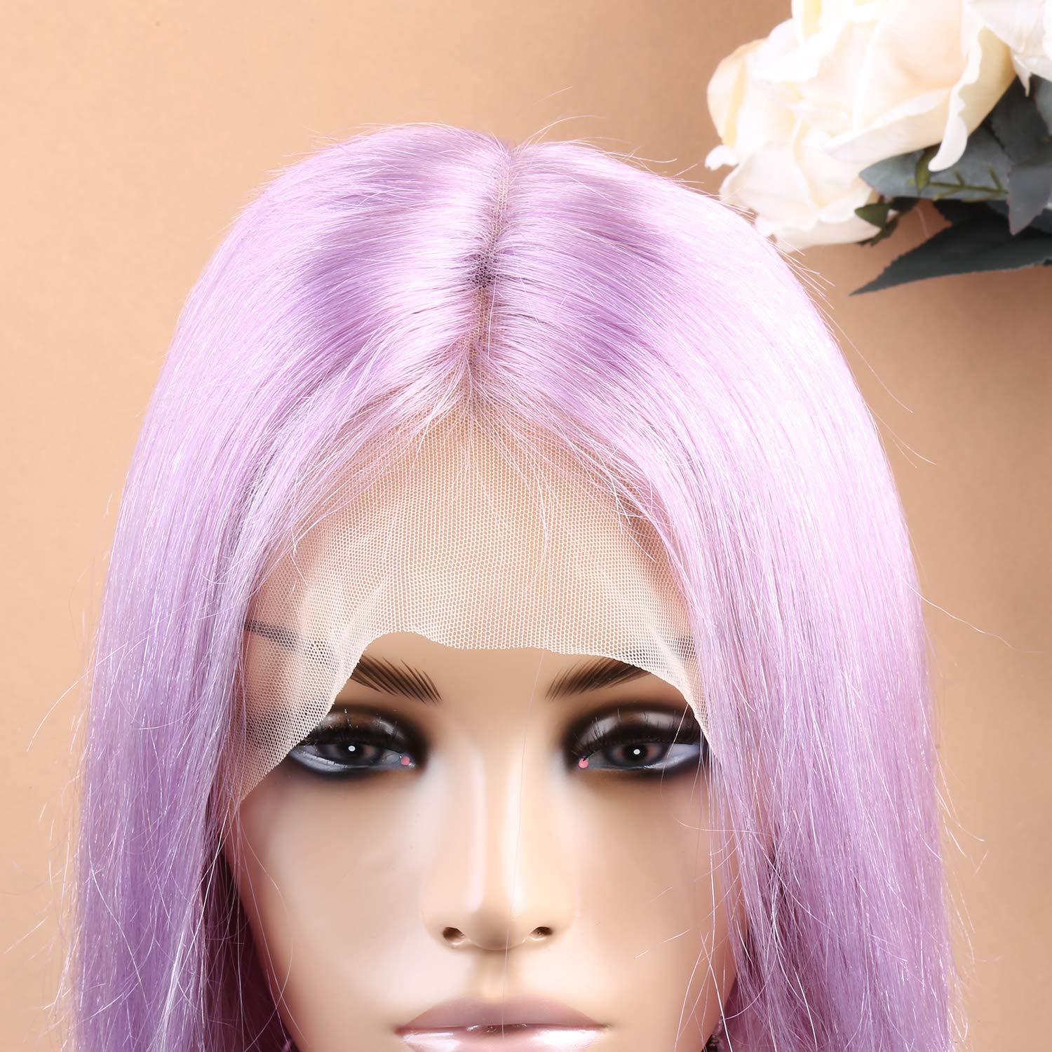 LAVENDER HUMAN BOB WIG Amazon.com : Lilac Purple Bob Wig - Lace Front, Human Hair  main image 3