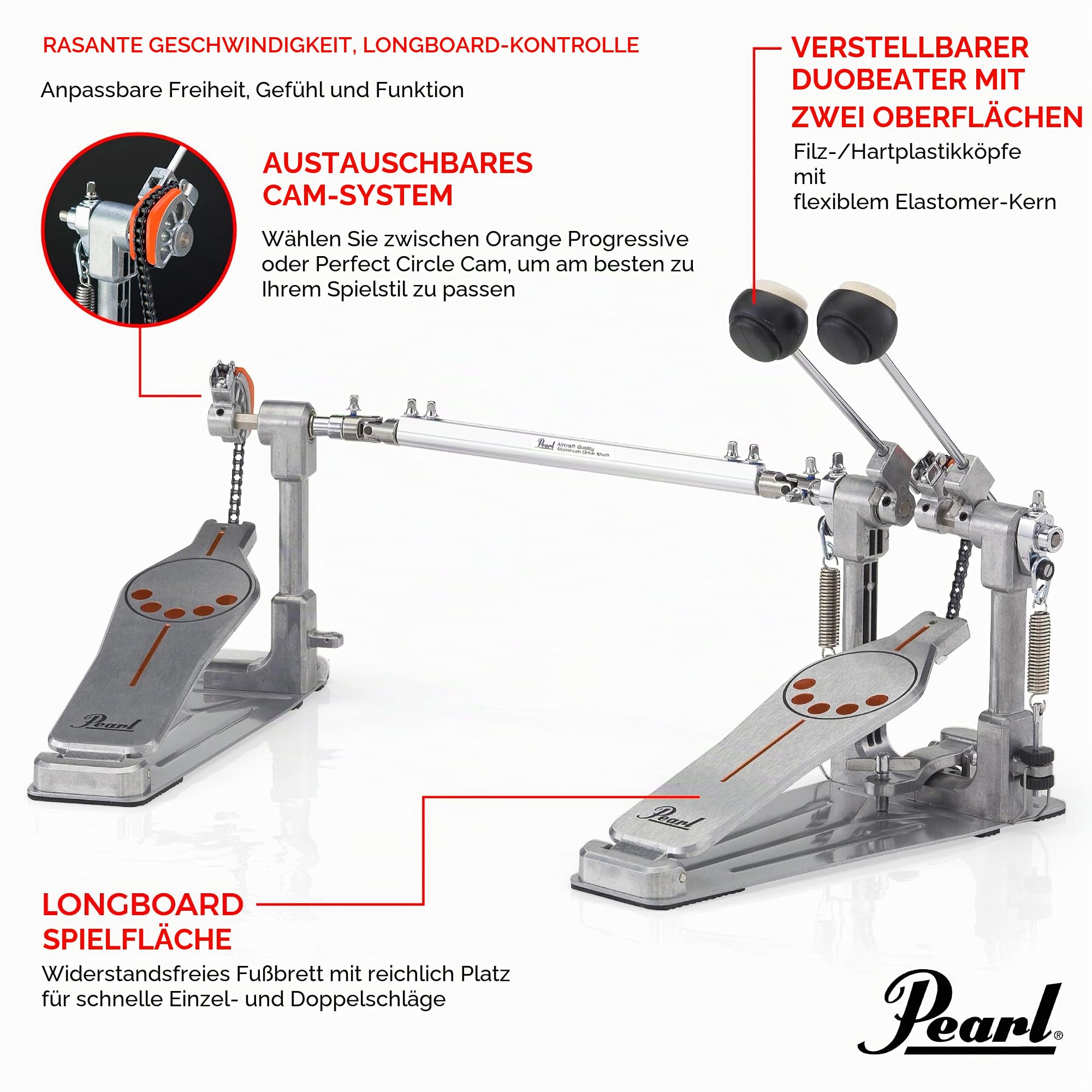 PEARL P-932 Bass Drum Doppel Pedal