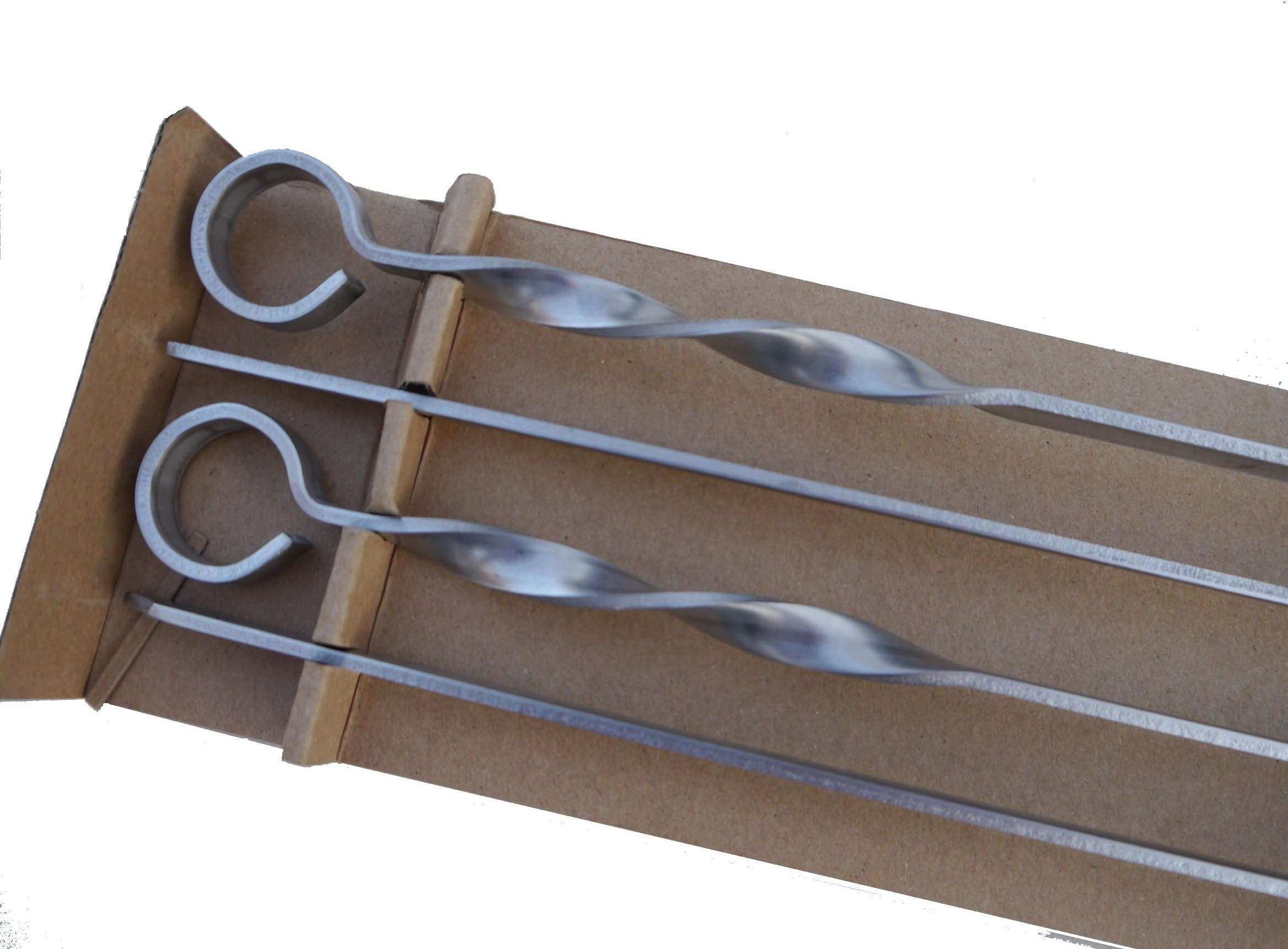 Barbecue Skewers - Long Blade Type. 70cm x 1cm x 3mm thick. Heavy Duty. Stainless Steel. Pk 4. Shashlik. Kebab. BBQ