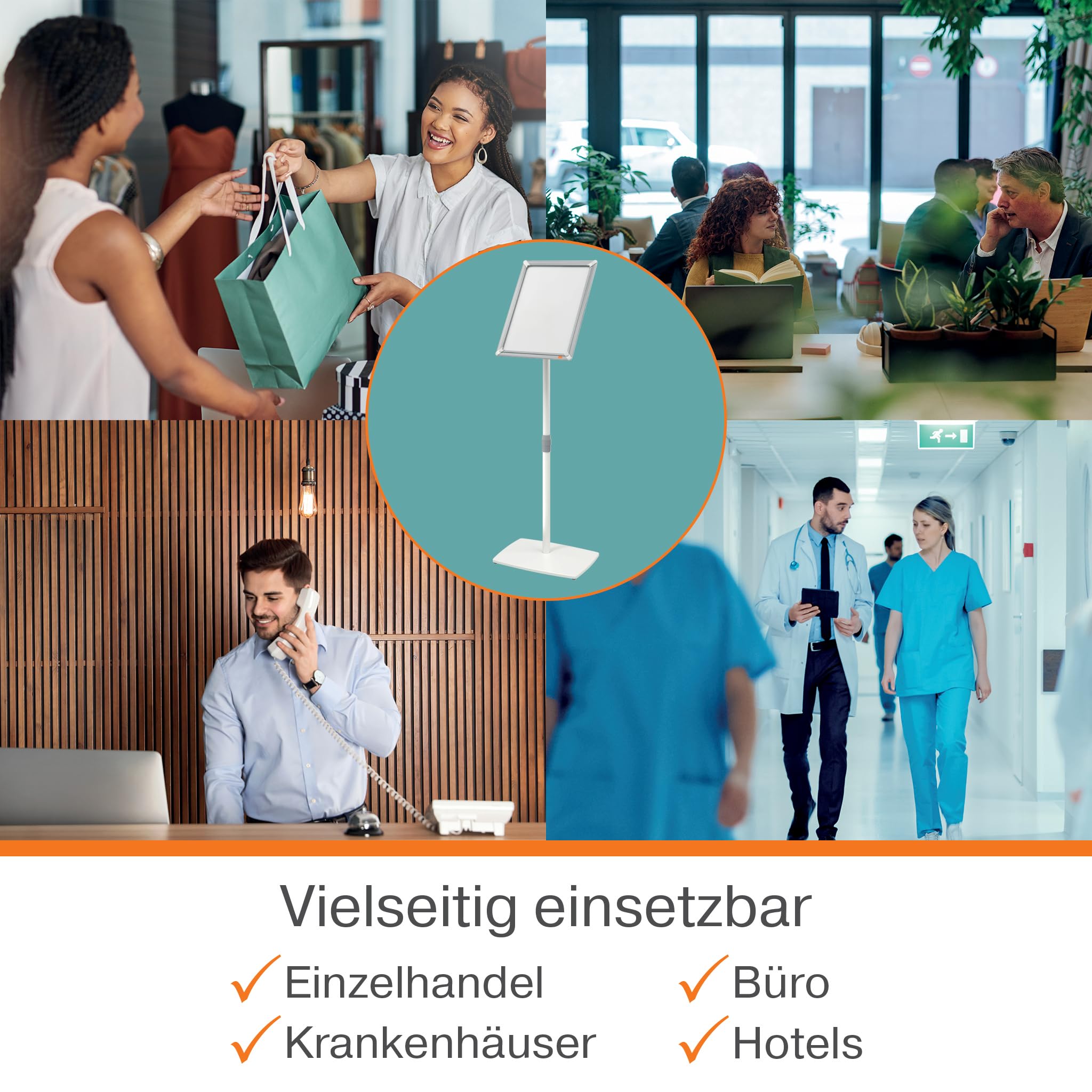 Nobo Premium Plus DIN A3 Infoständer, höhenverstellbar & drehbar | Klapprahmen für schnellen Posterwechsel, 780-1300 mm, blendfreie PP-Abdeckung, Empfang, Messe, Praxis