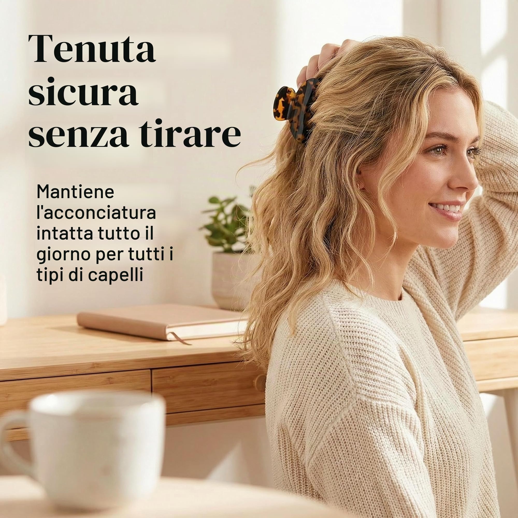 3 fermagli per capelli di medie dimensioni, per capelli spessi e sottili, 6,5 cm, in celluloide, fermagli per capelli da donna, medi, 3 colori