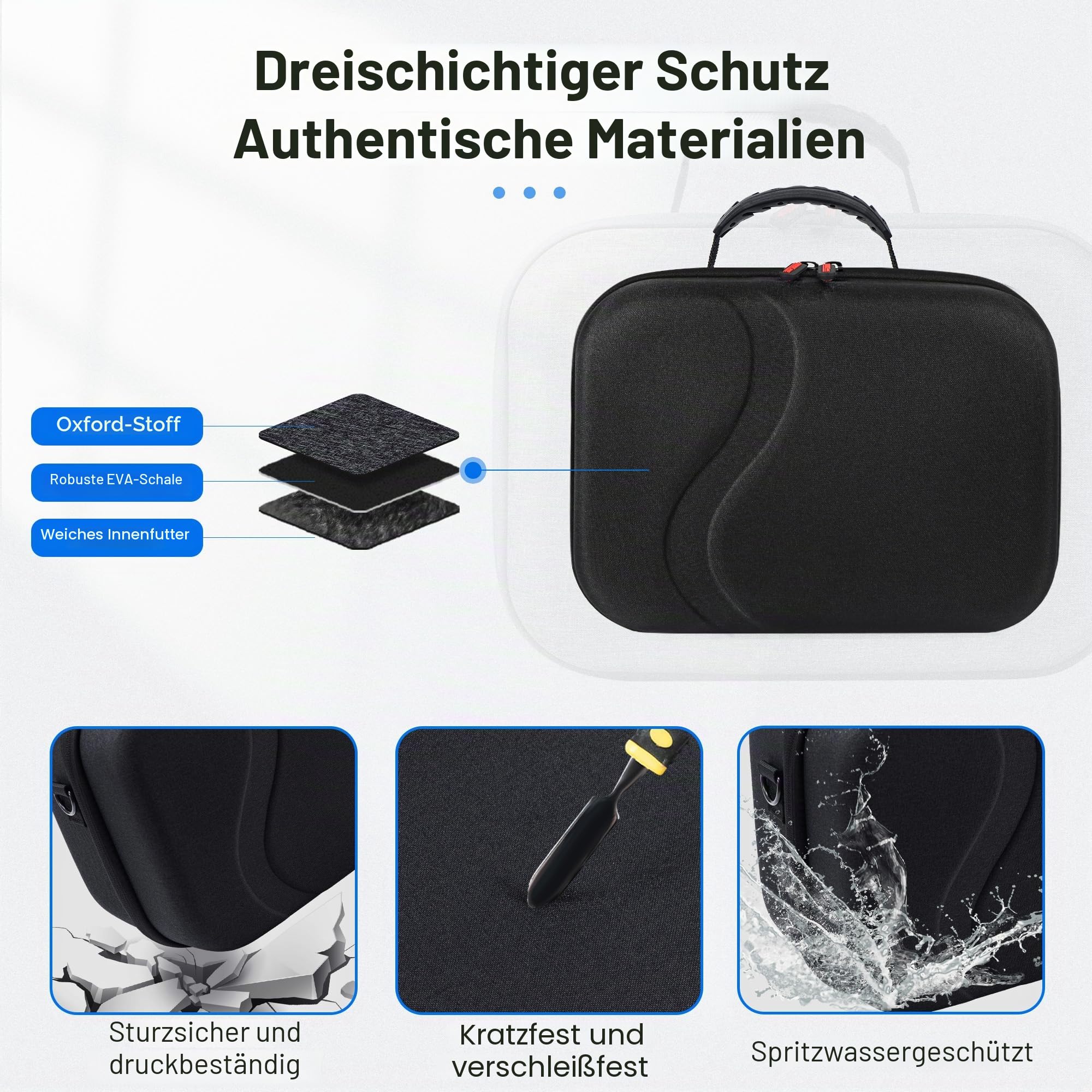 Große Tragetasche für Meta Quest 3S, Hartschalen-Reisetasche, kompatibel mit BOBOVR S3 Pro/Kiwi Akku-Kopfgurt, Oculus Quest 3S Controller und Zubehör