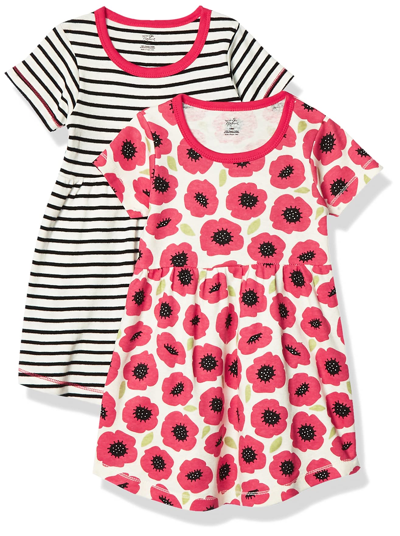 Touched by NatureBaby Girls Organic Cotton Dress, 2 Pack, Playwear Dress (pack of 2)