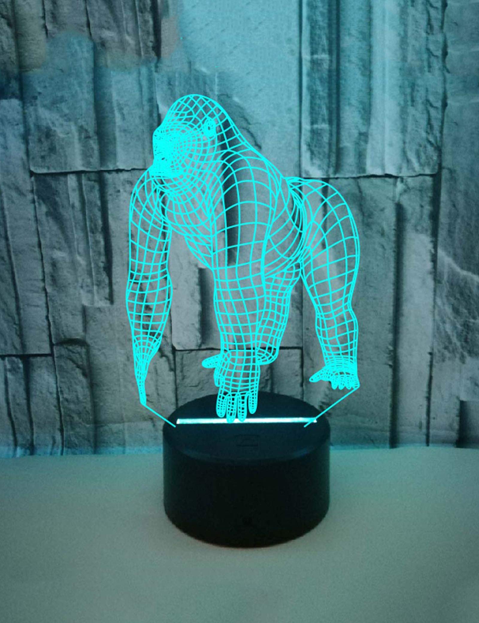 SHDBHDGorilla 3D Lamp Night Light Remote Night Lights 16 Colors Changing Rechargeable Kids Bedroom Night Light 3D Visual Animal Night Stand Lamp for Home Decor Birthday Party