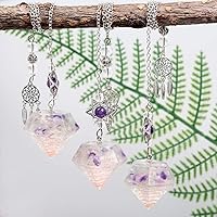 Vista 4 de Rockcloud Stone Pendulum for Dowsing Divitation Meditation Reiki Healing Energy Balancing with Dream Catcher, Fluorite