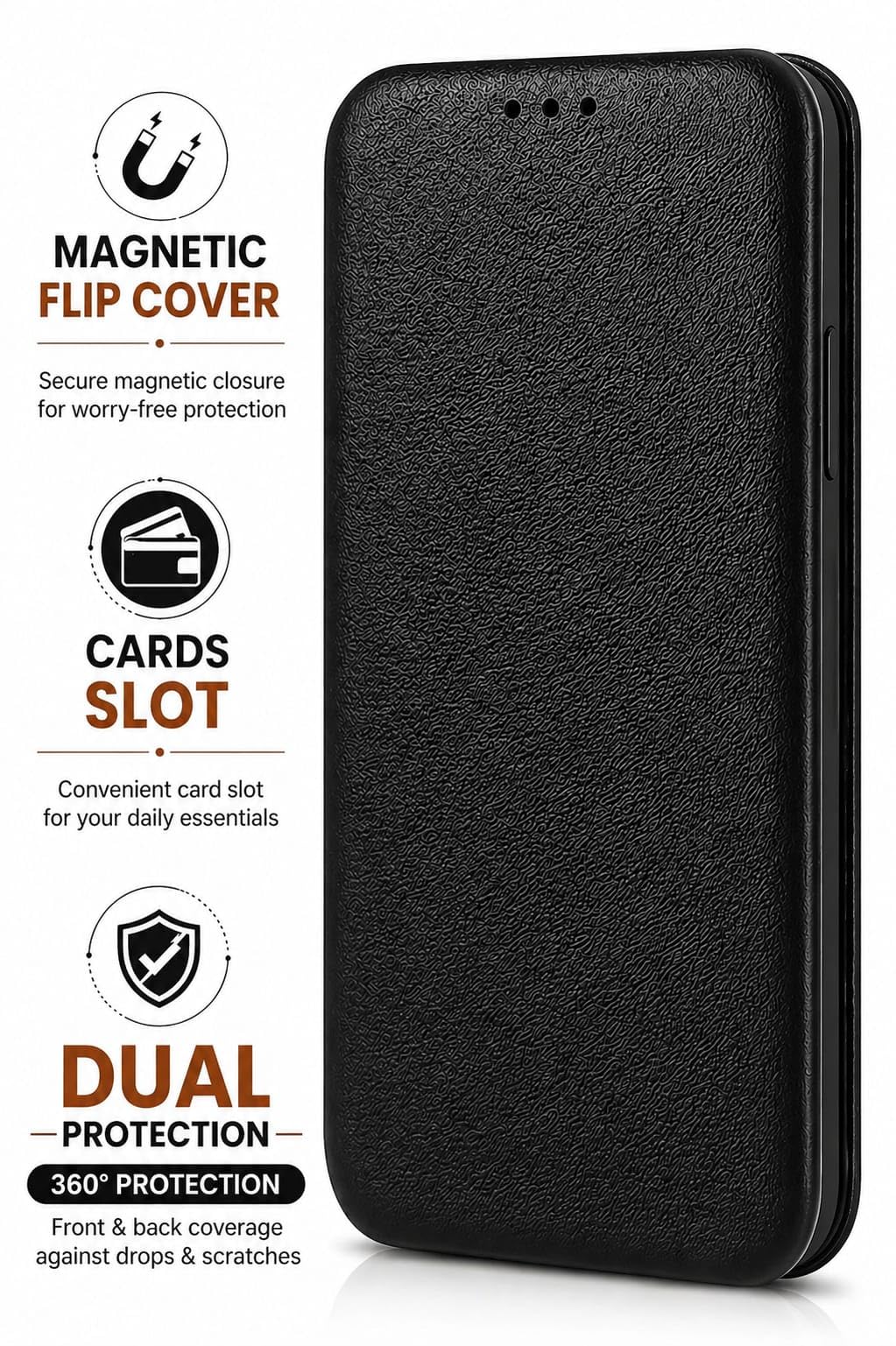 HARITECH Slim Magnetic Closer Stand Leather Flip Case Cover for Vivo V40e 5G / iQOO Z9s 5G - Black 4