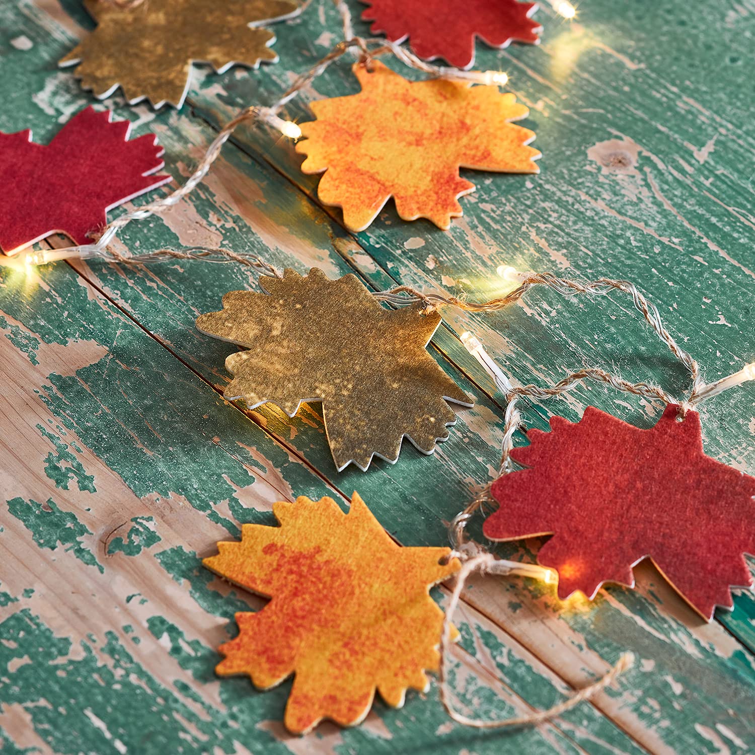 Lights4fun Autumn Leaf 12 LED Battery Operated Indoor String Fairy Lights with Timer 1.9m