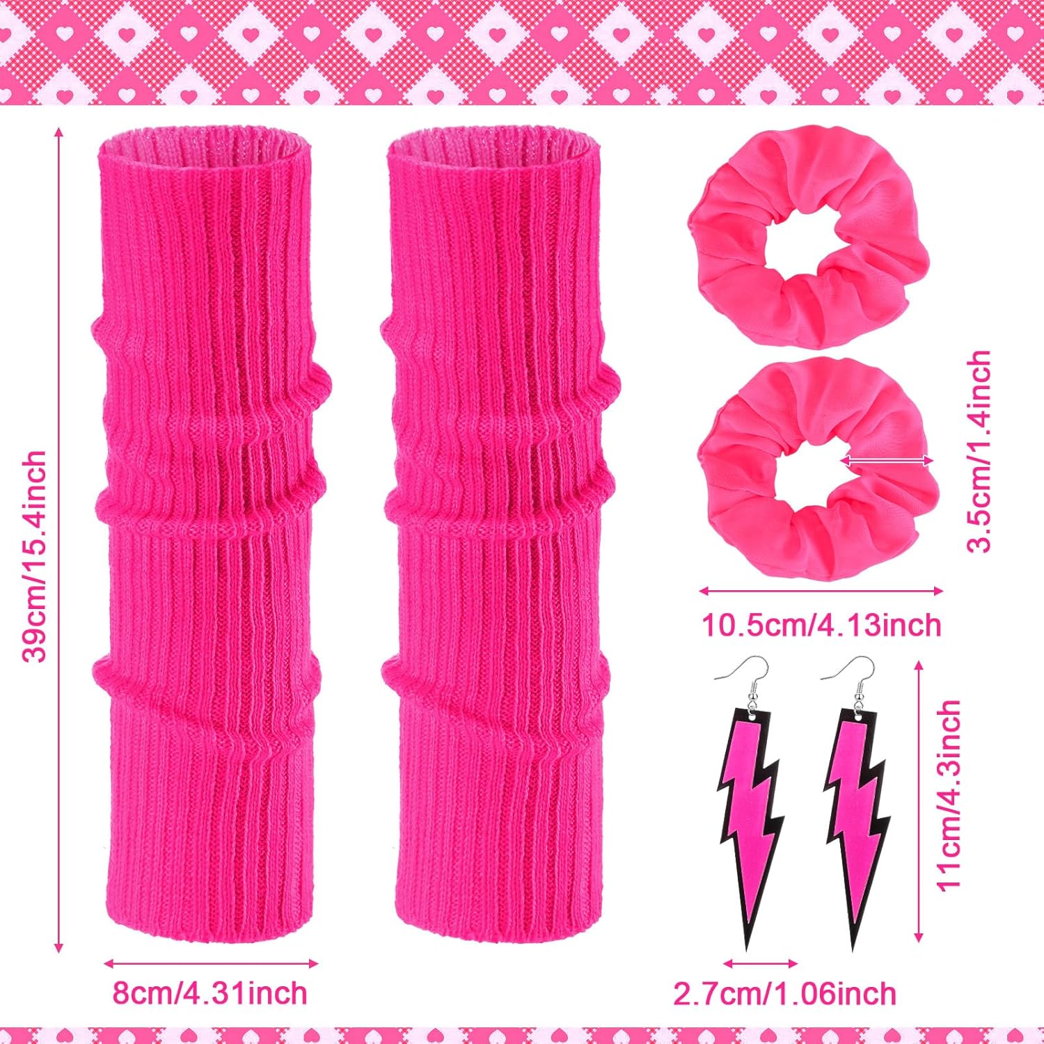 Handepo 20 Pcs 80s Accessories Neon Leg Warmers Holographic Fanny Pack Wristbands Headband Hair Scrunchies for Women Yoga Running Hiking Party Supplies - Image 4