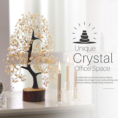 Miniatura 5 de Árbol de cristal de aventurina amarilla, árbol de piedras preciosas, cristales curativos y piedras, decoración de escritorio de árbol de gemas,