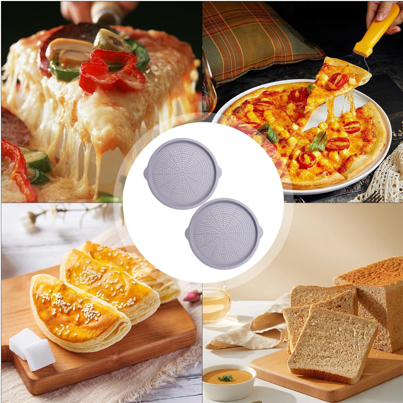 Nieprzywierająca patelnia do pizzy – perforowane naczynia do pieczenia do użytku domowego i restauracji – odporne na wysokie temperatury talerze do serwowania idealnie chrupiącej pizzy