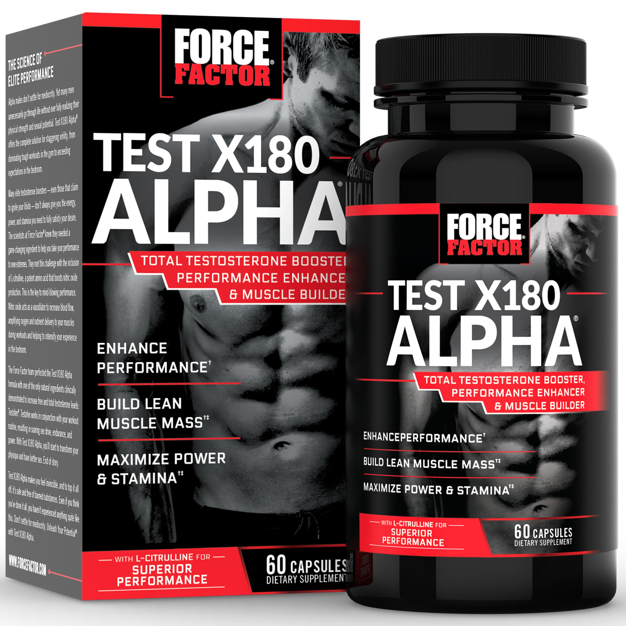 Force Factor Suplemento para testosterona com L-citrulina, Testofen, feno-grego e maca, 60 cápsulas