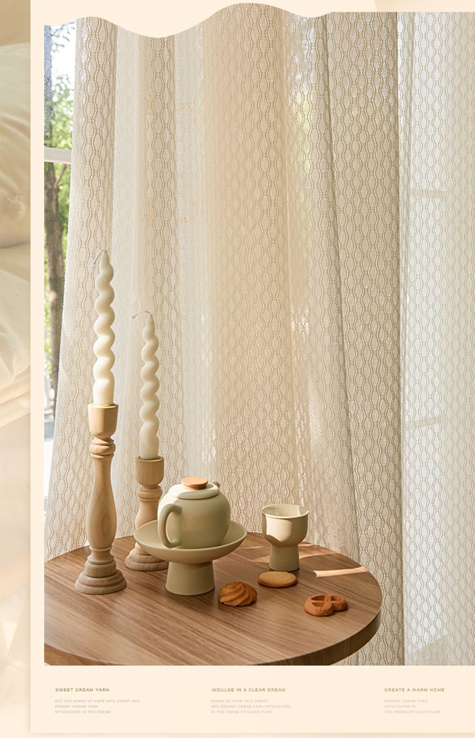 Tende Tulle 2 Pezzi,2 x 132W x 160H CM,Tenda Soggiorno Semioscurante Beige Jacquard Ondulato Tenda con Occhiello