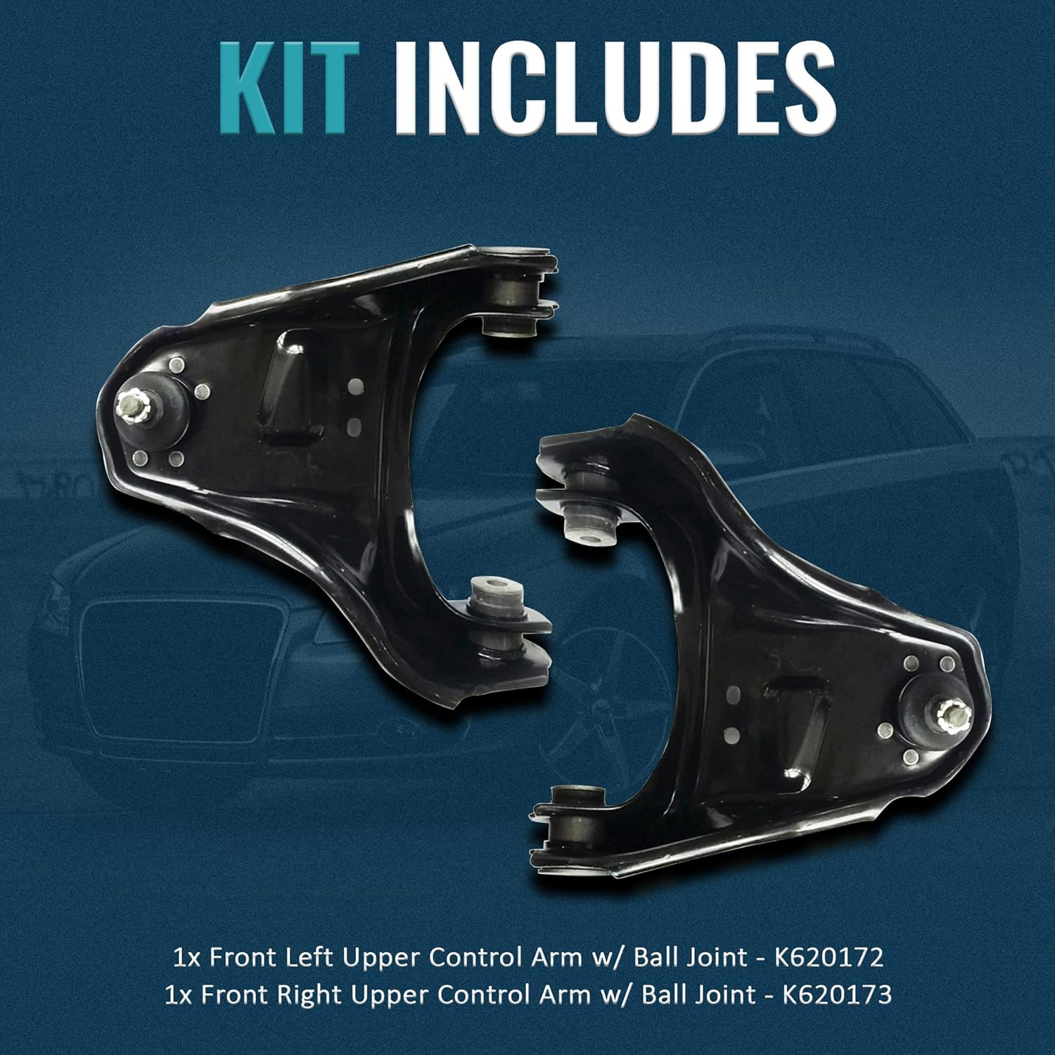 Front Upper Control Arm & Ball Joint Set Compatible with Chevy S10 Blazer, GMC Sonoma Jimmy, Oldsmobile Bravada (4WD Only) - Driver & Passenger Side Suspension Kit 1984-2005