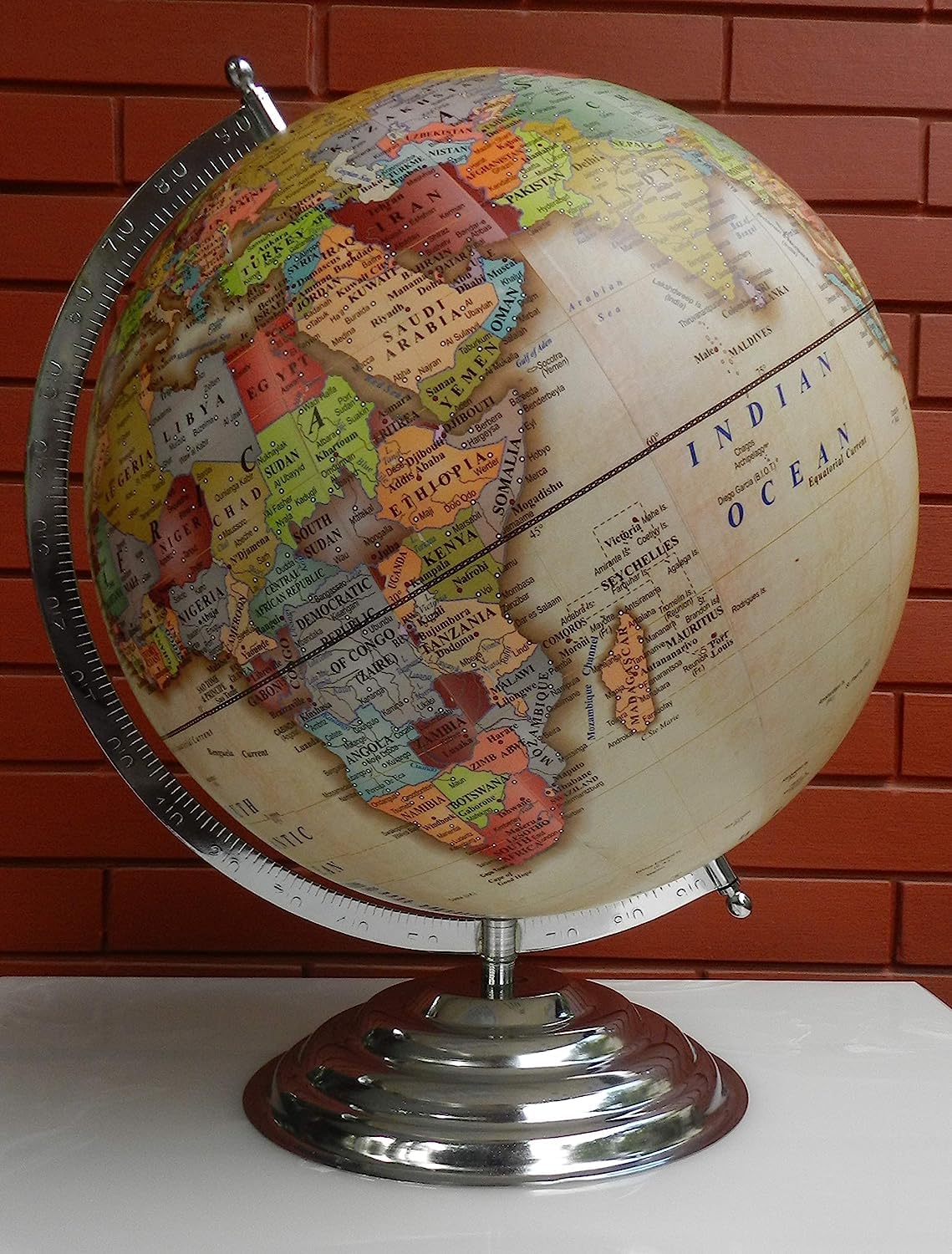 Falcon Traders Educational Political World Globe with Study Arc Rotating Globe for kids/students/children/upsc/desk globe/home decor kids study table (cream color, 12 inches, big size)- Multi color