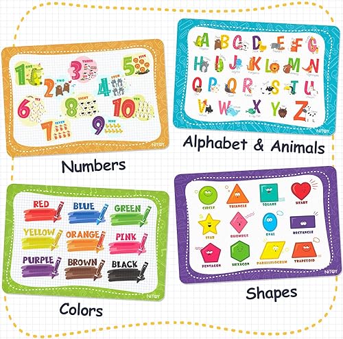Miniatura 7 de Manteles individuales educativos para niños, reutilizables, lavables, manteles individuales para niños pequeños para aprender el alfabeto ABC con