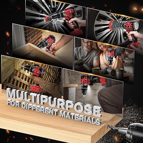 Miniatura 6 de Juego de taladro inalámbrico para batería Milwaukee de 18 V, taladro inalámbrico compacto de 792 pulgadas-libras, brocas de destornilladortaladro de