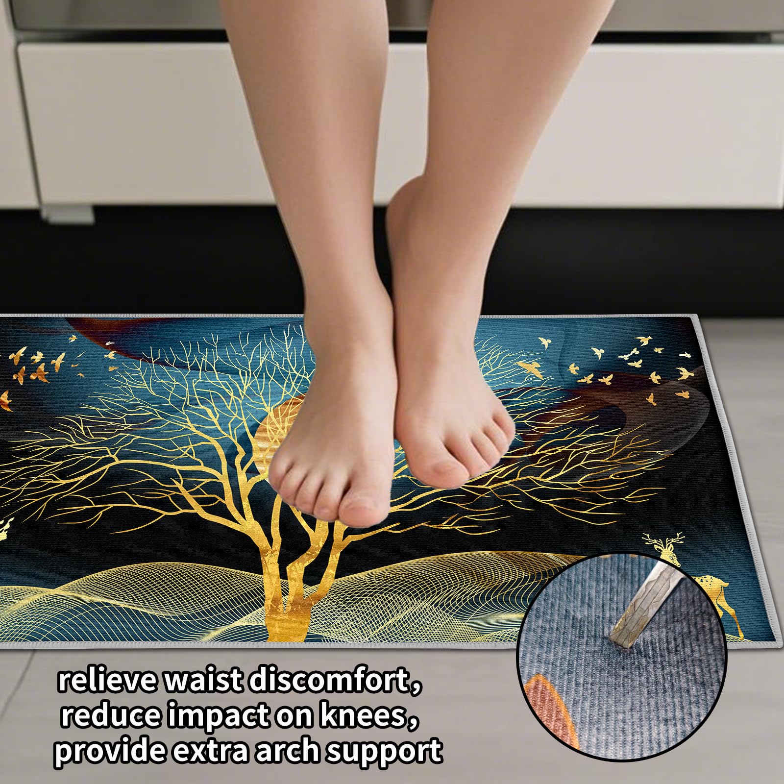 Juego de 2 alfombrillas de cocina lavables, antifatiga, antideslizantes, absorbentes de agua, para lavandería, dormitorio (estilo B, 40 x 120 cm)