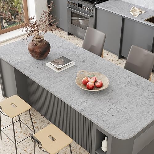 Miniatura 5 de CRE8TIVE Papel tapiz de hormigón gris de 24 x 118 pulgadas de ancho, despegar y pegar, papel de contacto de cemento extraíble, textura gruesa,