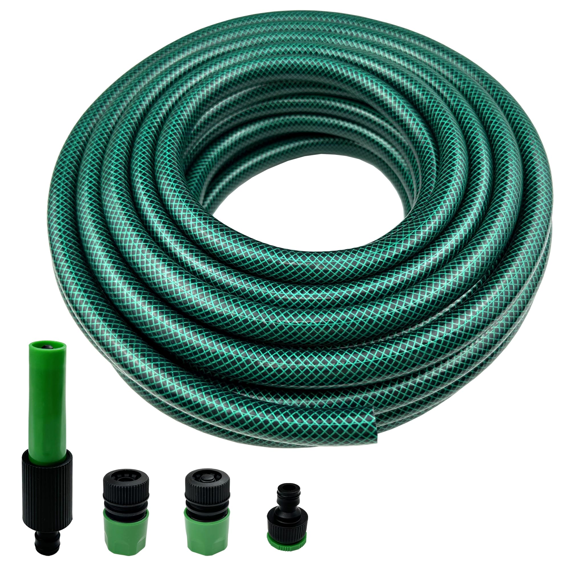 Darnassus Short PVC Garden Hose with Plastic Quick-Connect - 15M (50FT) Leak-Proof and Kink-Free, 12 mm (1/2") ID Leader Hose for Washing Machine RV Caravan