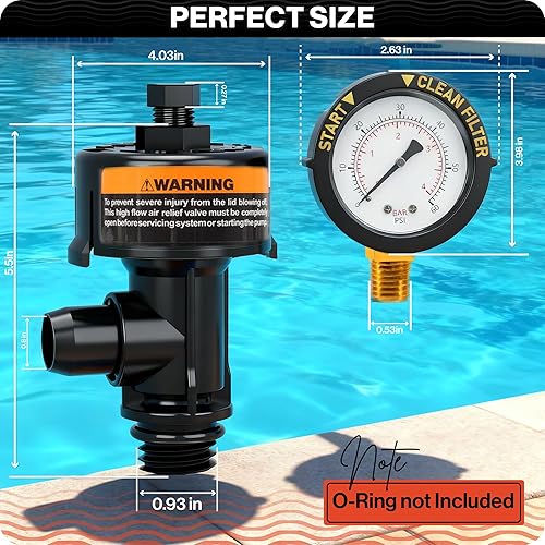 Miniatura 6 de Swimables 98209800 Air Relief Valve Compatible with Pentair Pool Filter Compatible with Pentair Pool Products FNS, Clean and Clear, Quad DE and