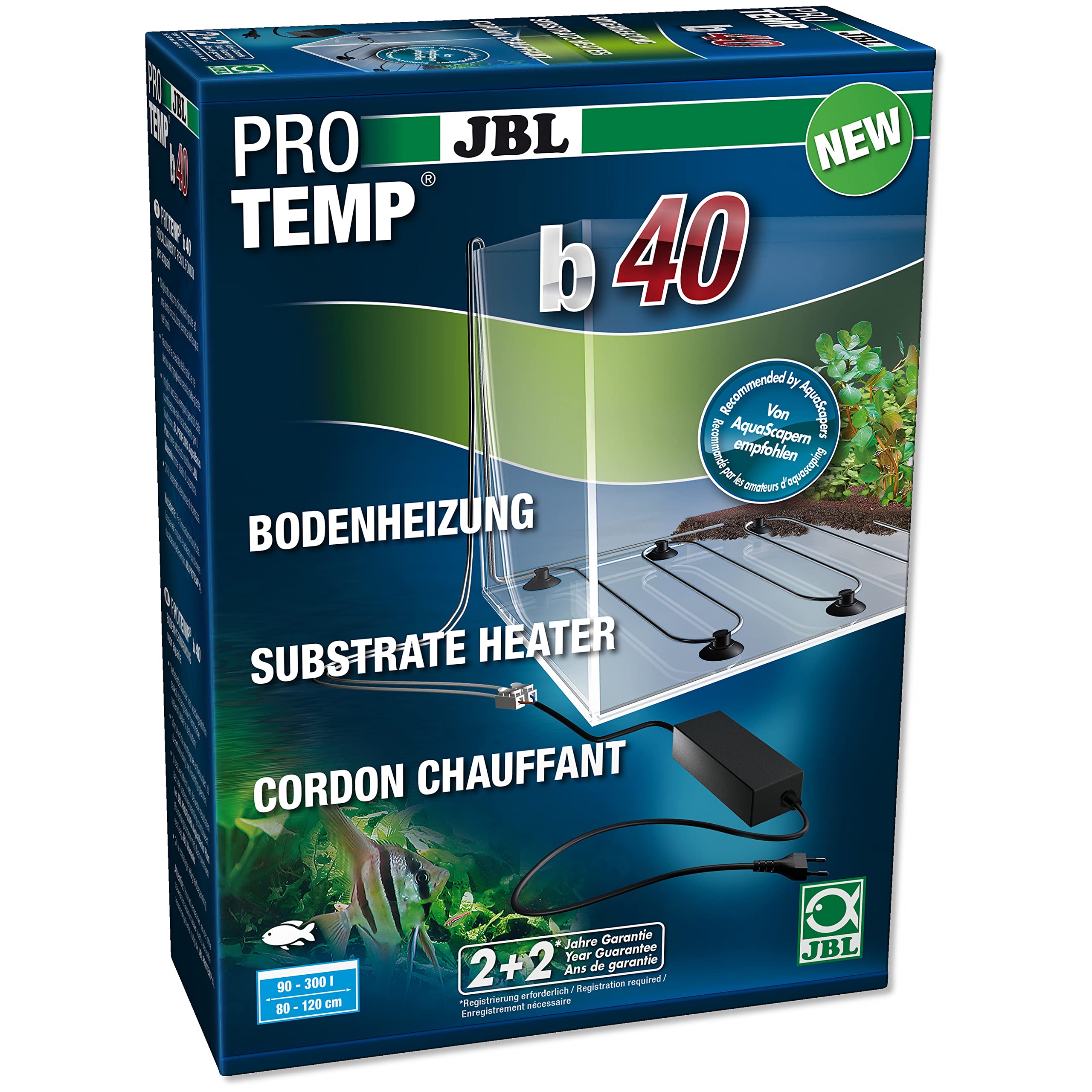 JBL PROTEMP b40 Calentador Inferior para acuarios de Agua Dulce 90-300 l, 40 W