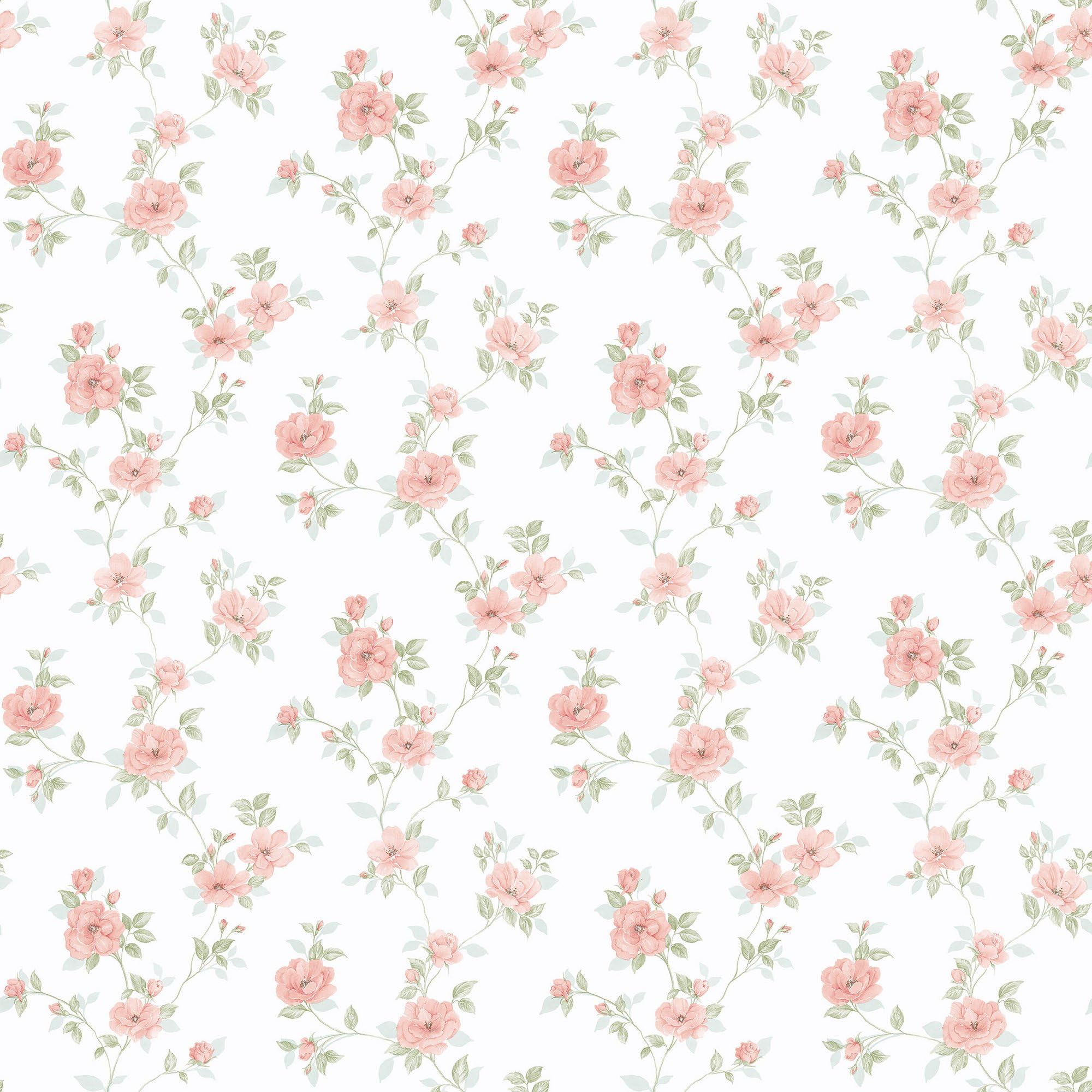 Galerie Pink, Turquoise, Green Pretty Prints Pink/Green Mini Rose Trail Wallpaper Roll