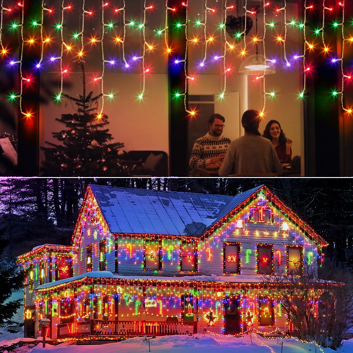 GlobaLink Christmas Icicle Lights Outdoor, Battery 10M/32FT 400LED Icicle Fairy Lights — image 1