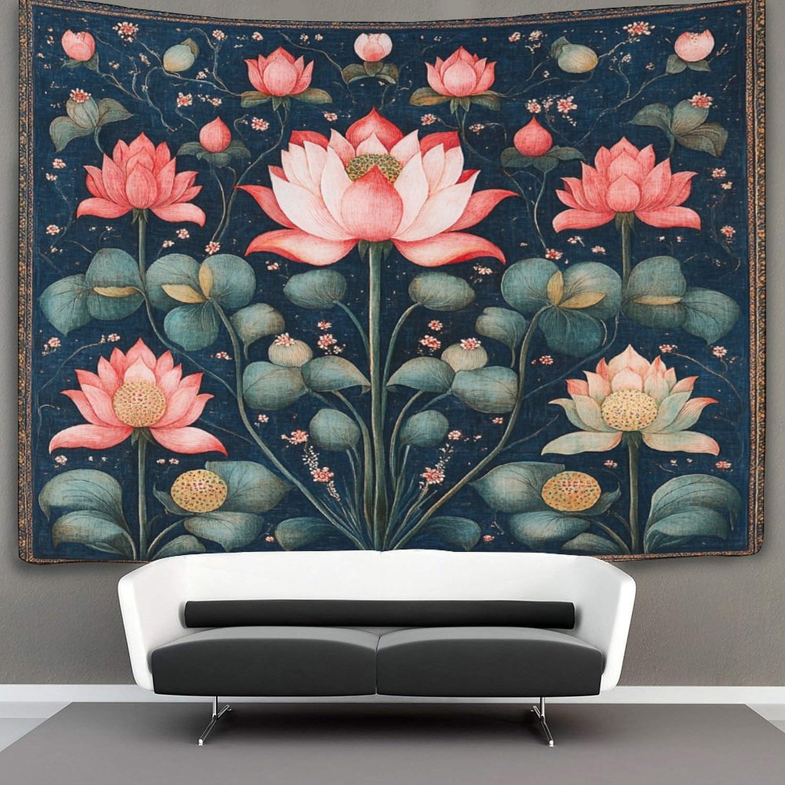 Kaiyun Style-7 Pichwai Pattern Tapestry Lotus Wall Hanging Tapestries For Bedroom Living Room Apartment Dorm Decorations Wall Art Decor 100Cmx150cm