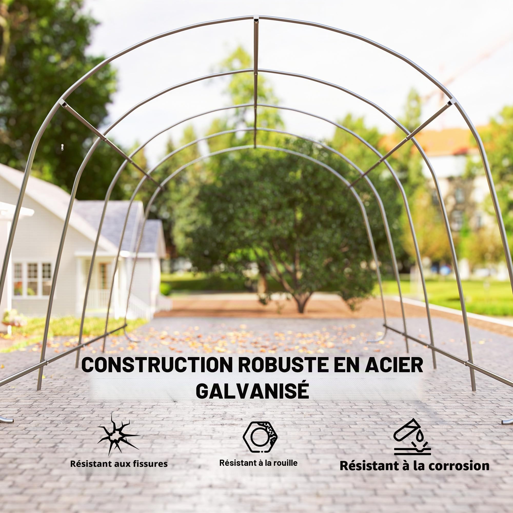 Outsunny Carport, tente, 3 x 6 m, étanche, avec parois latérales amovibles, grand toit arqué, UPF50+, résistante à l'hiver, résistante aux UV, pour voiture, SUV, bateau, gris foncé